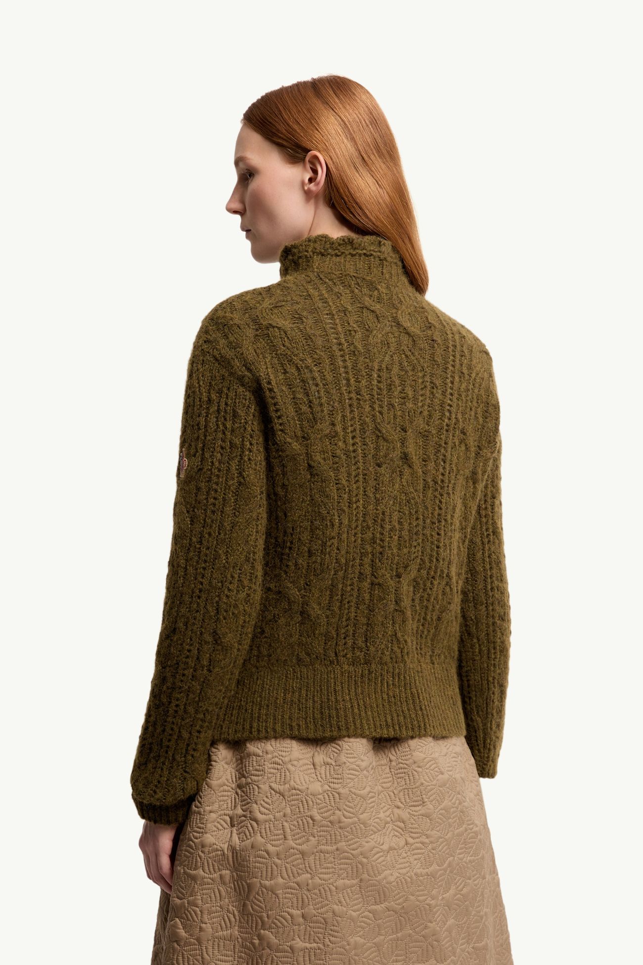 Maglione traforata in misto alpaca Donna Verde Oliva Moncler 4