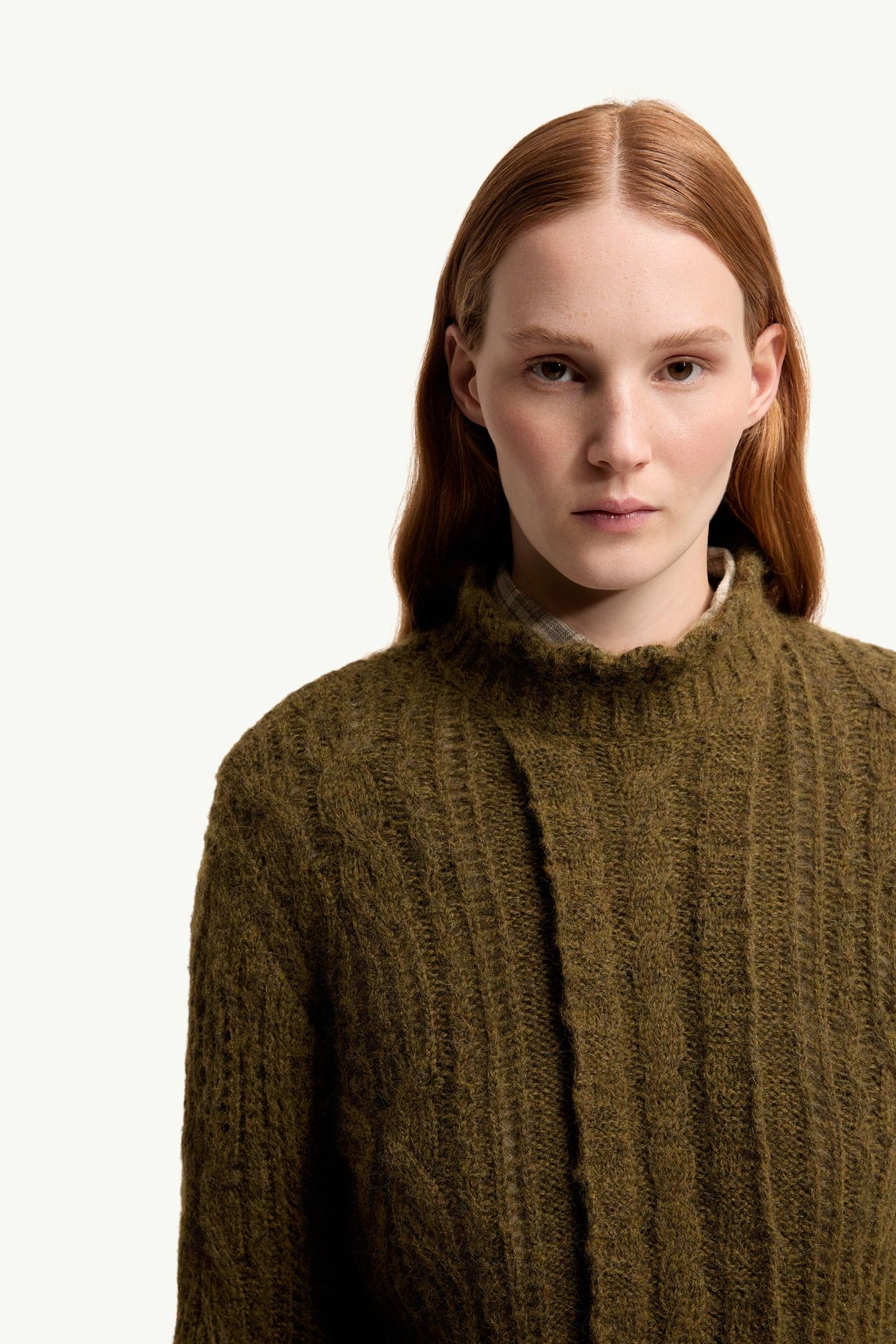 Maglione traforata in misto alpaca Donna Verde Oliva Moncler 5