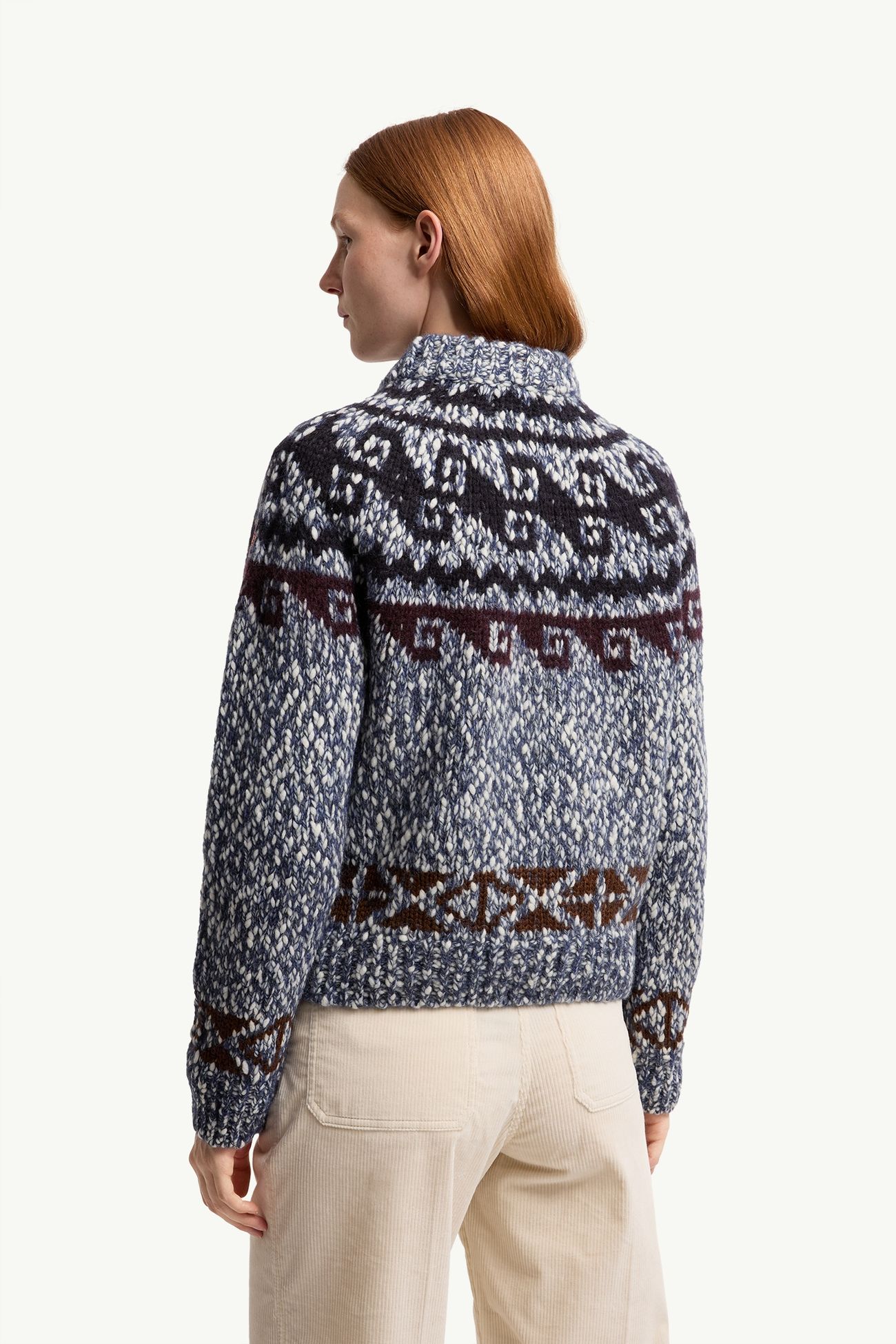 Pullover aus einer Wollmischung mit geometrischem Jacquardmuster Damen Hellblau Moncler 4