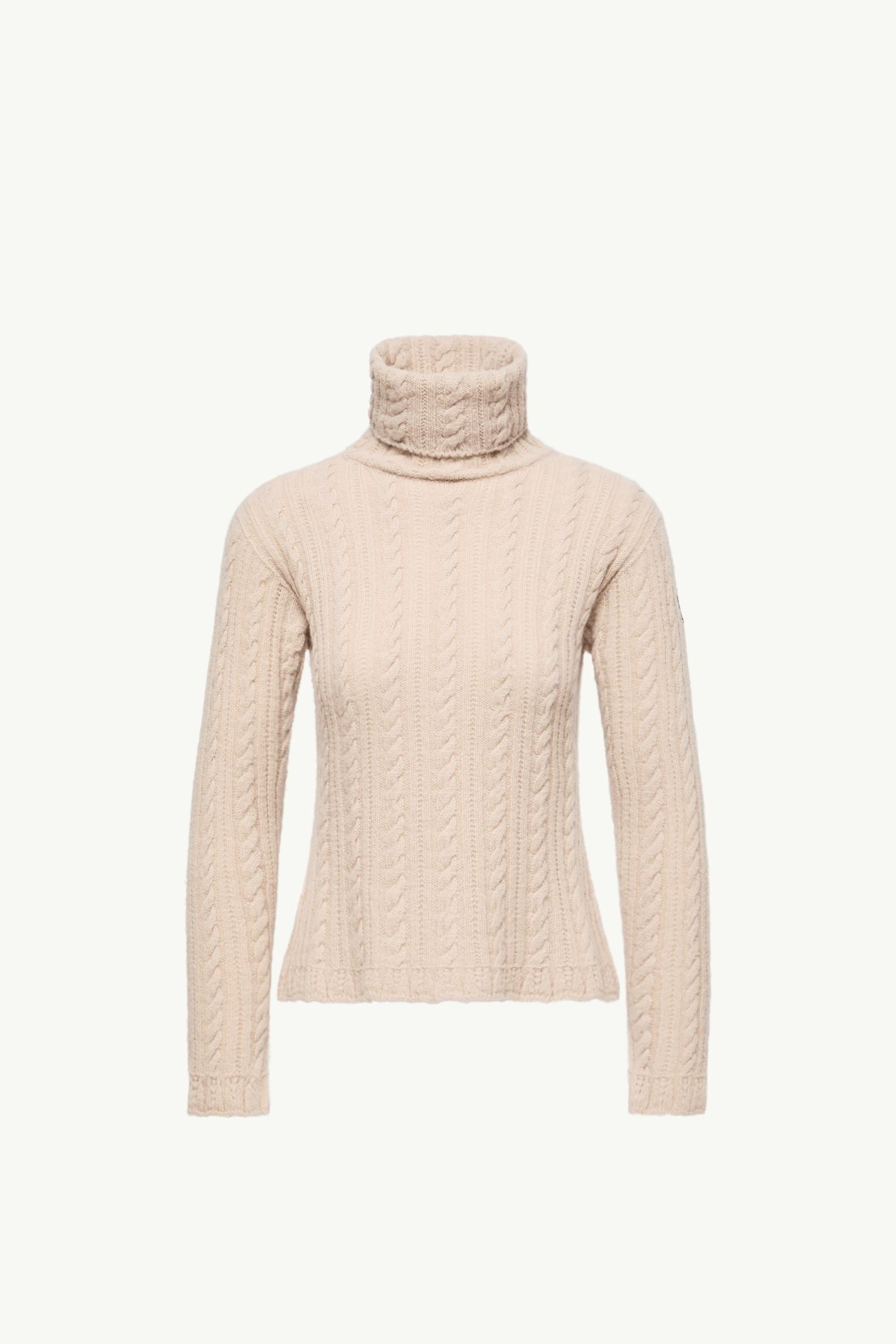 Cable Knit Wool Blend Polo Neck Women Light Beige Moncler, 1 of 0