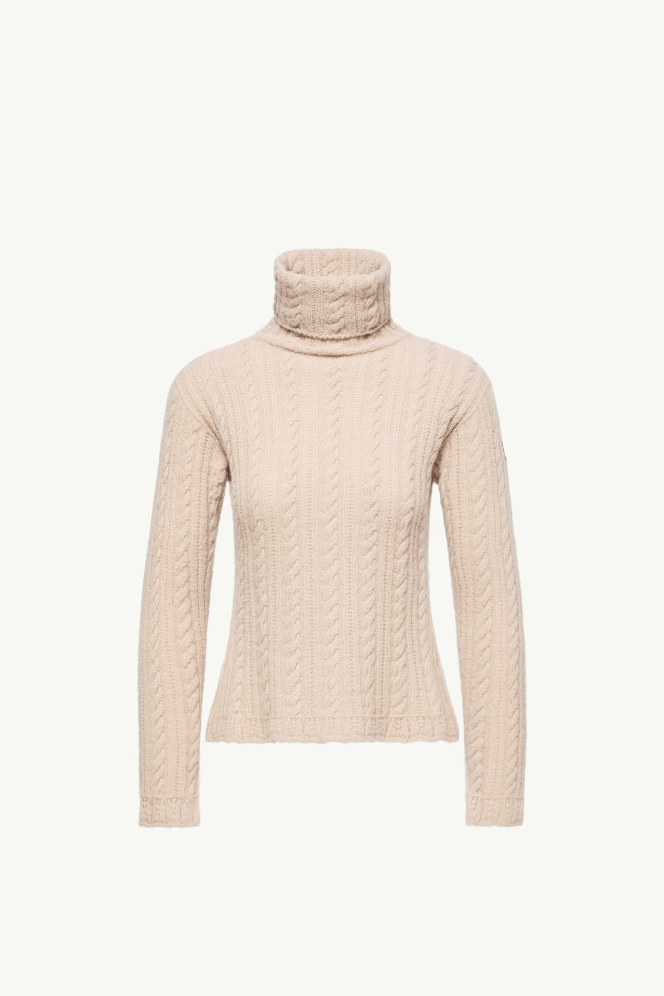Cable Knit Wool Blend Polo Neck Women Light Beige Moncler 2
