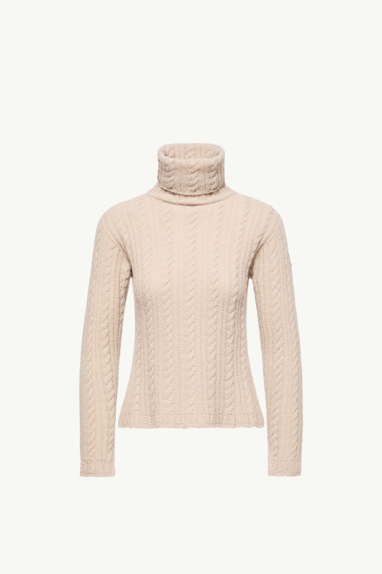 Cable Knit Wool Blend Turtleneck Women Light Beige Moncler 2