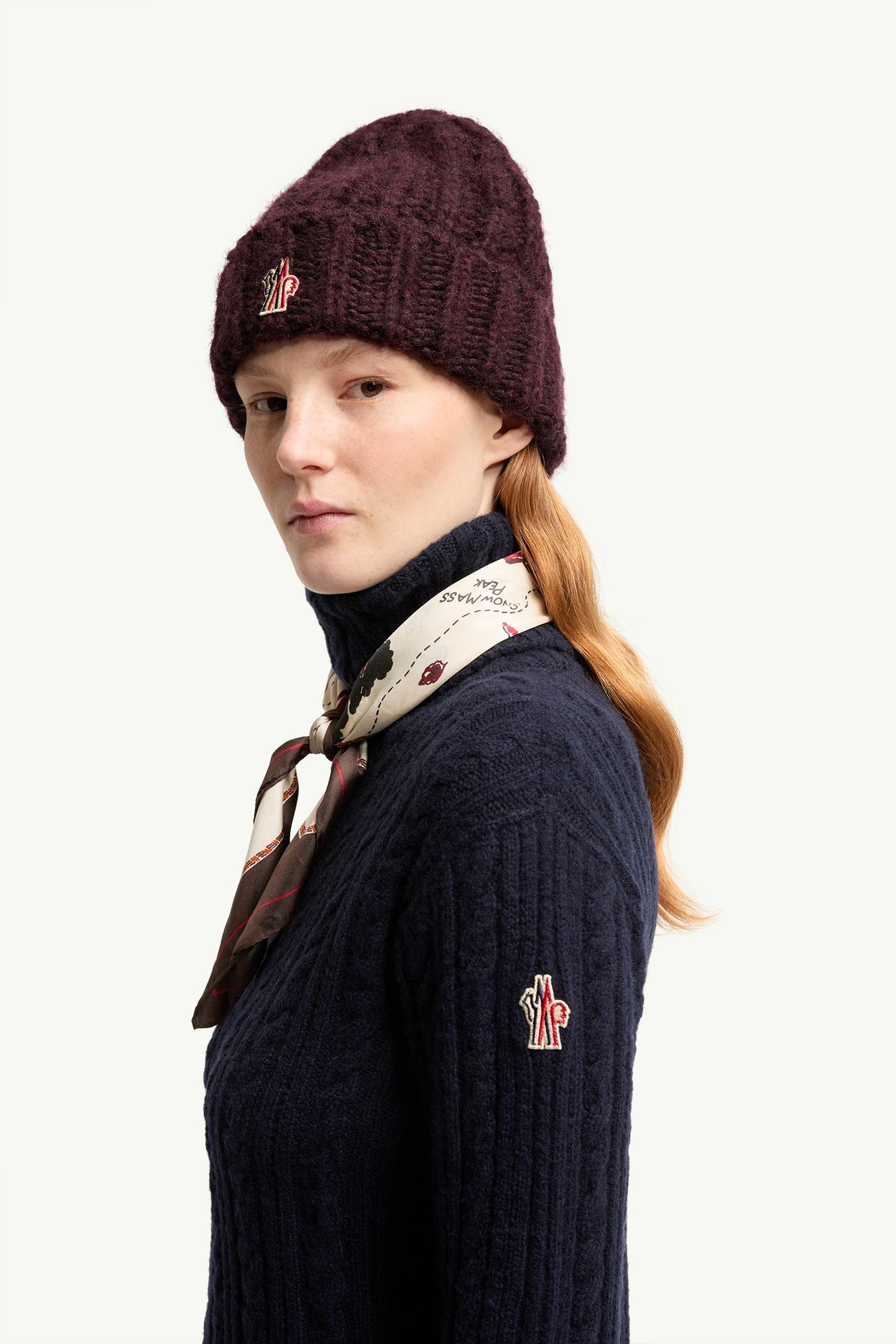 Dolcevita in misto lana a treccia Donna Blu Scuro Moncler 1