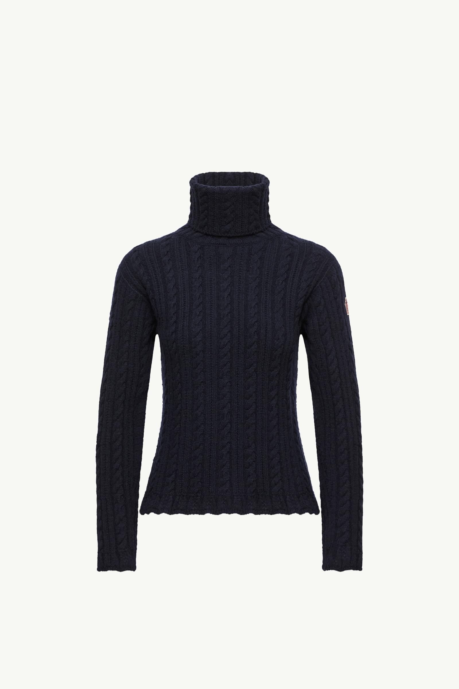 Cable Knit Wool Blend Polo Neck Women Dark Blue Moncler, 1 of 0