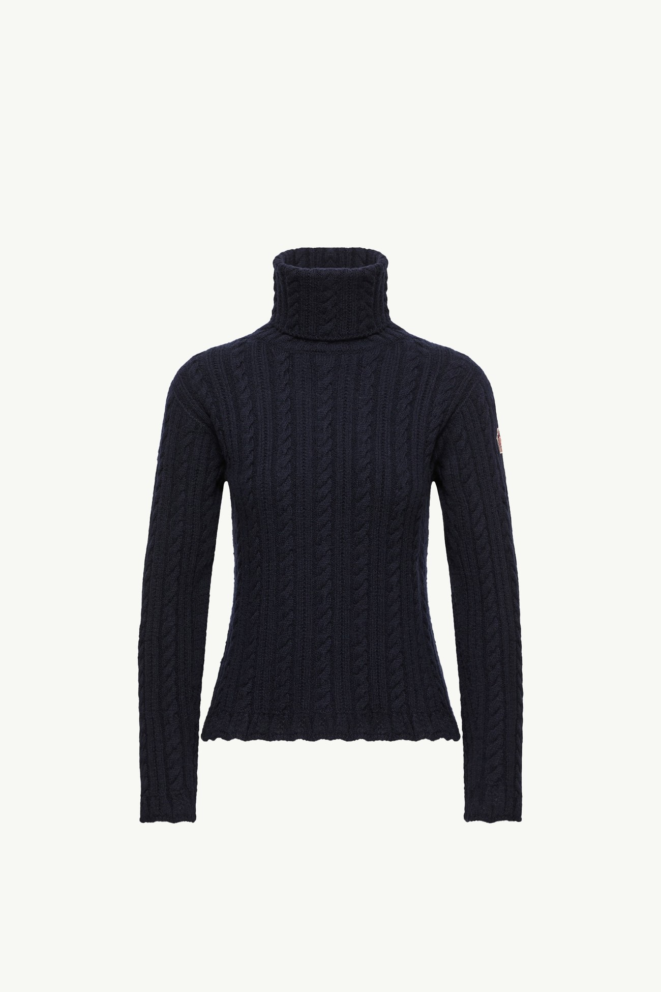 Cable Knit Wool Blend Polo Neck Women Dark Blue Moncler 2