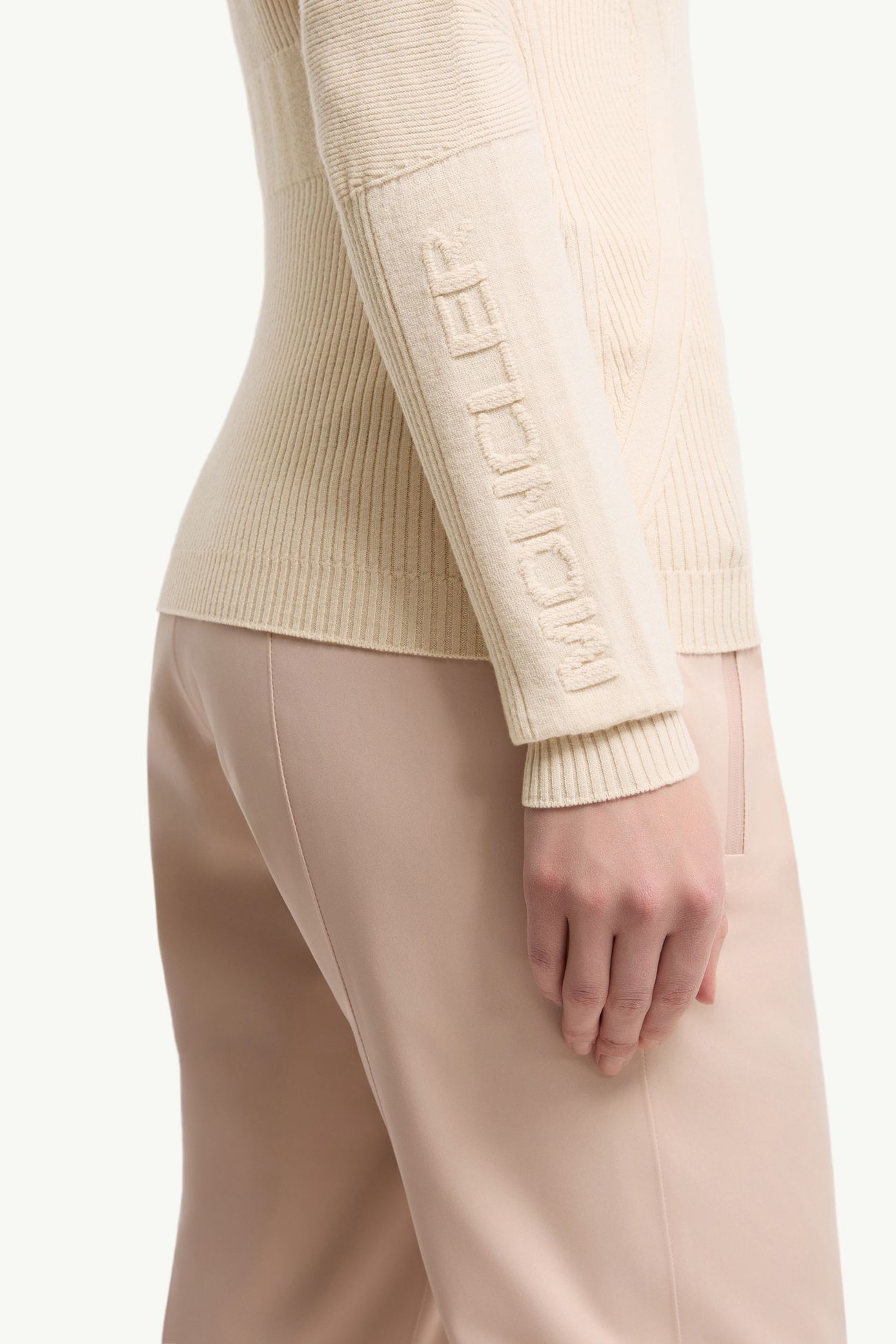 Rollkragenpullover aus Wollmischung Damen Weiß-Elfenbein Moncler 5
