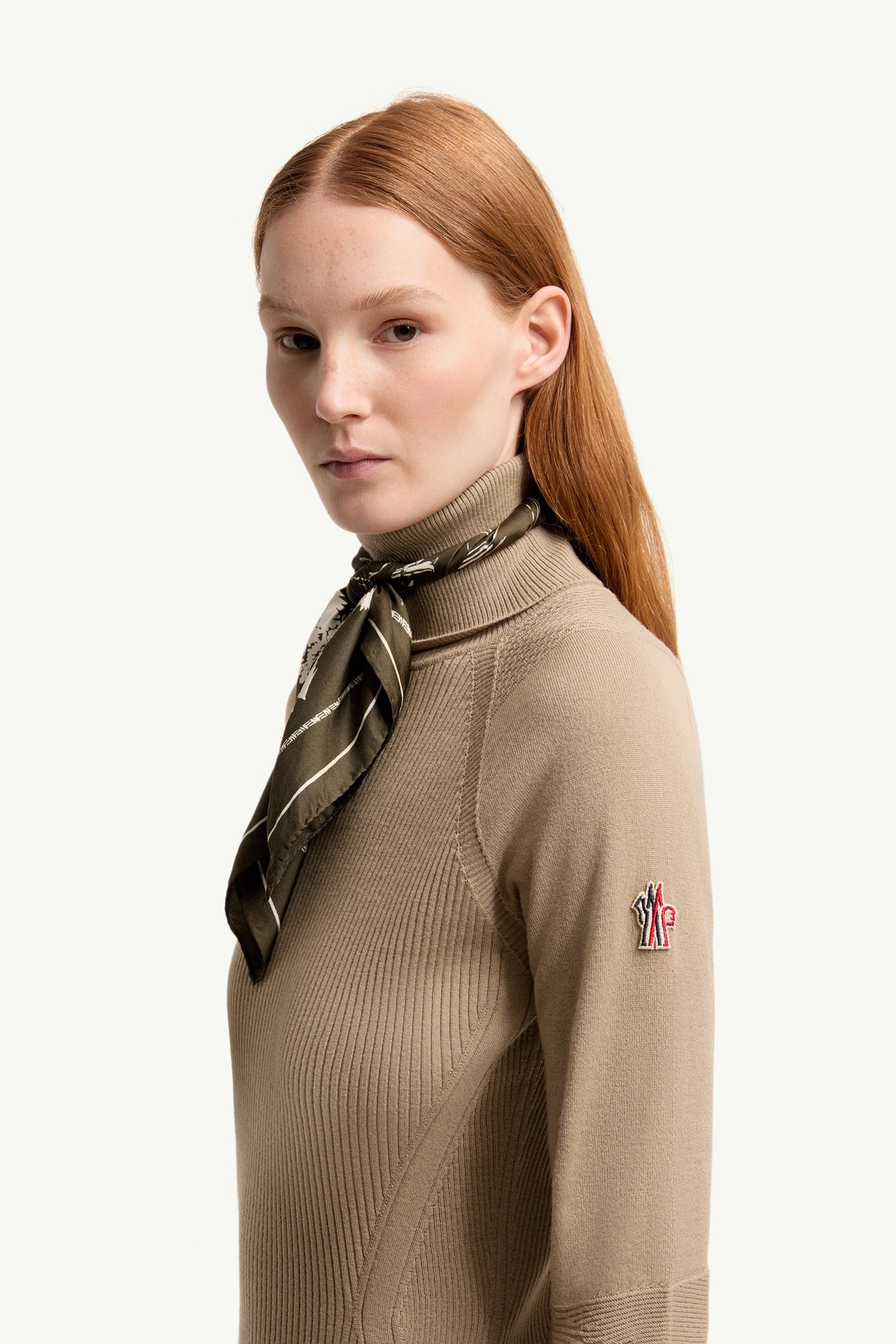 Wool Blend Polo Neck Jumper Women Beige Moncler 1