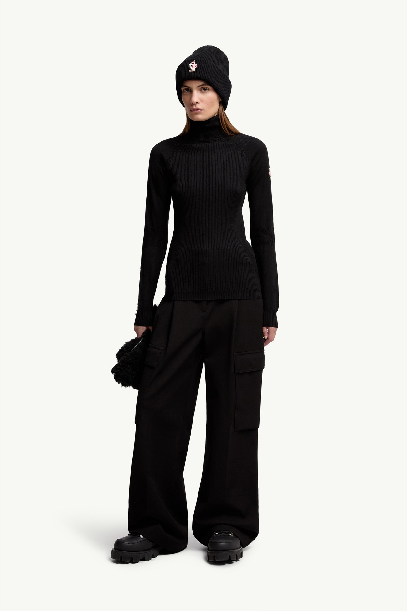 Wool Blend Polo Neck Jumper Women Black Moncler 0