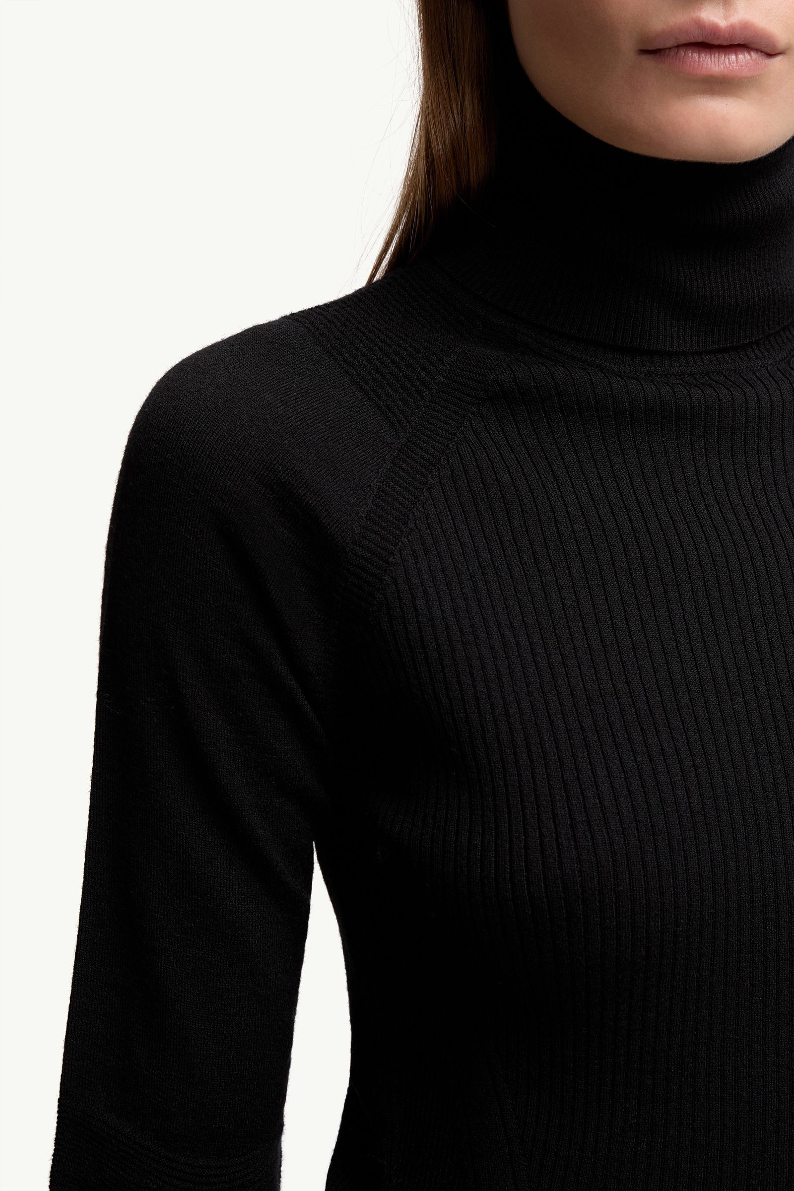 Black Wool Blend Turtleneck Sweater - Mid-Layers for Women