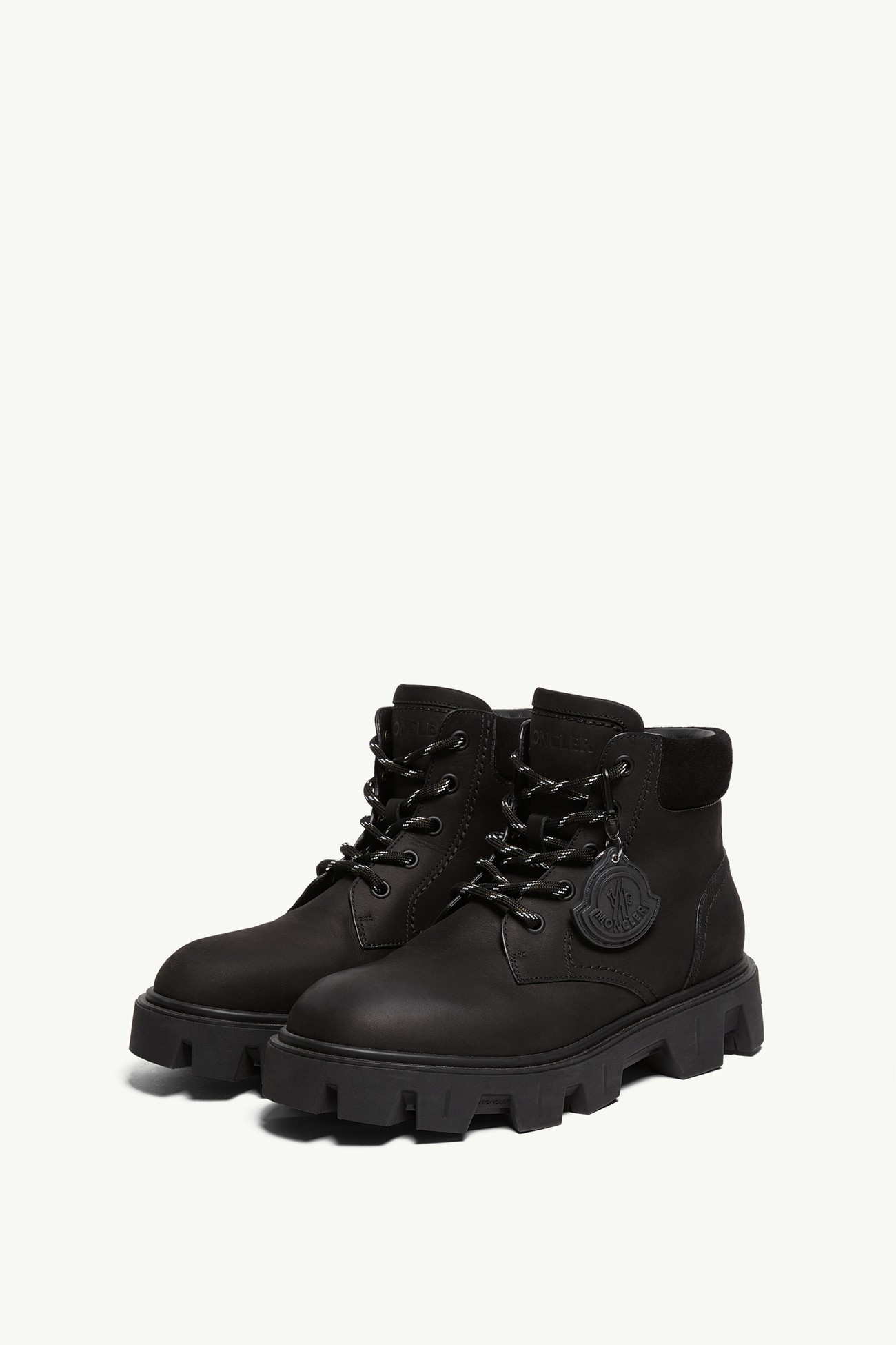 Peak City磨絨革和麂皮及踝短靴 男士 黑色 Moncler 4