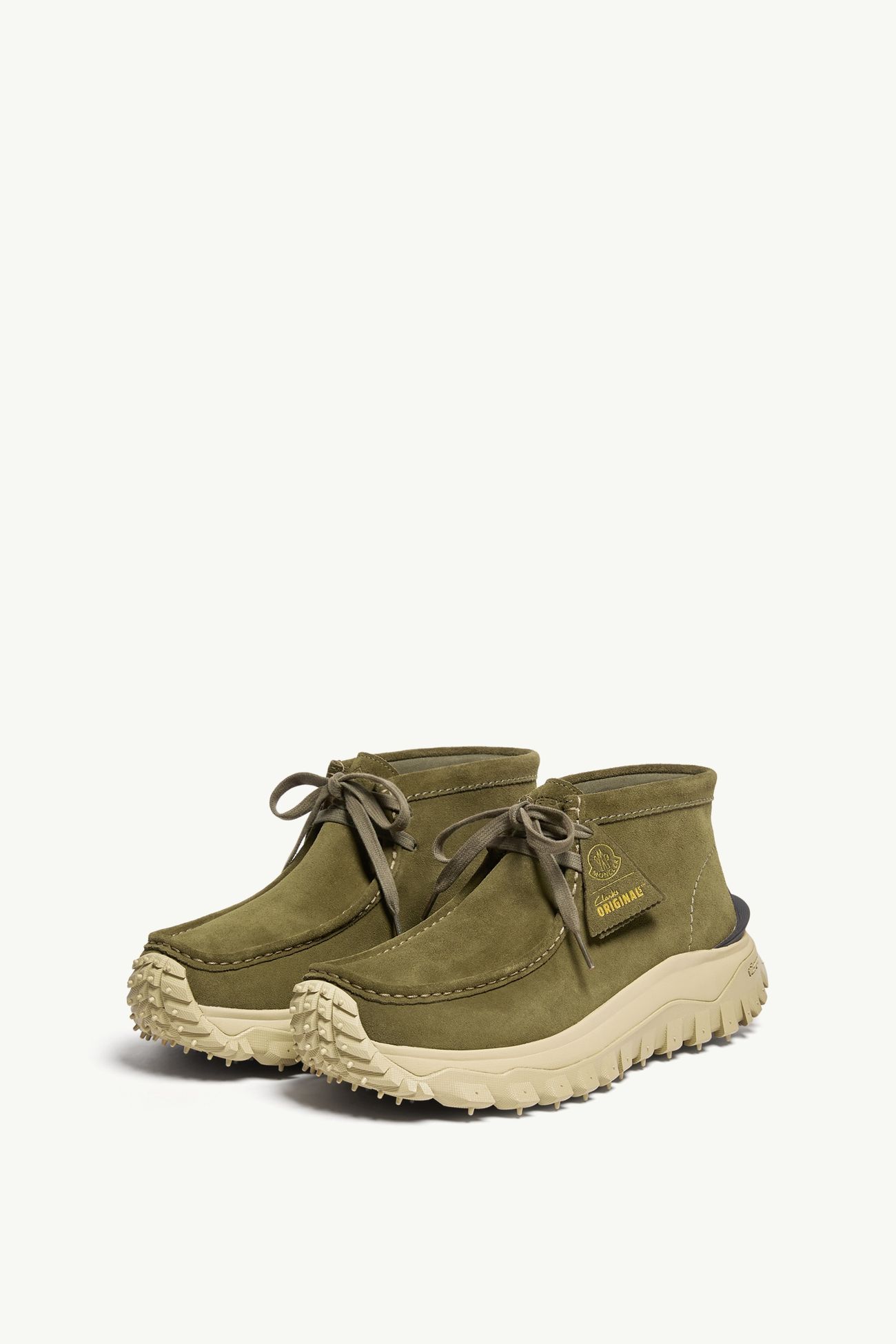 Moncler + Clarks Originals Trailgrip Wallabee GTX Suede Boots Men Olive Green Moncler 3