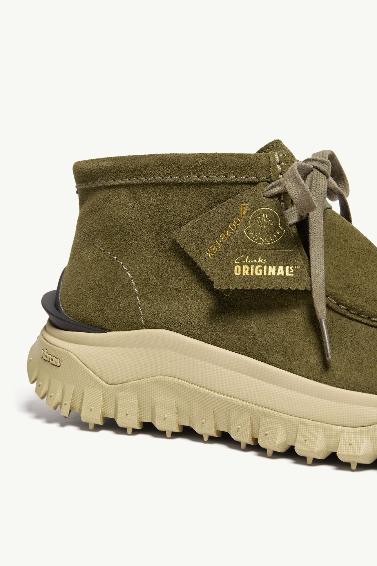 Moncler + Clarks Originals Trailgrip Wallabee GTX Suede Boots Men Olive Green Moncler 6