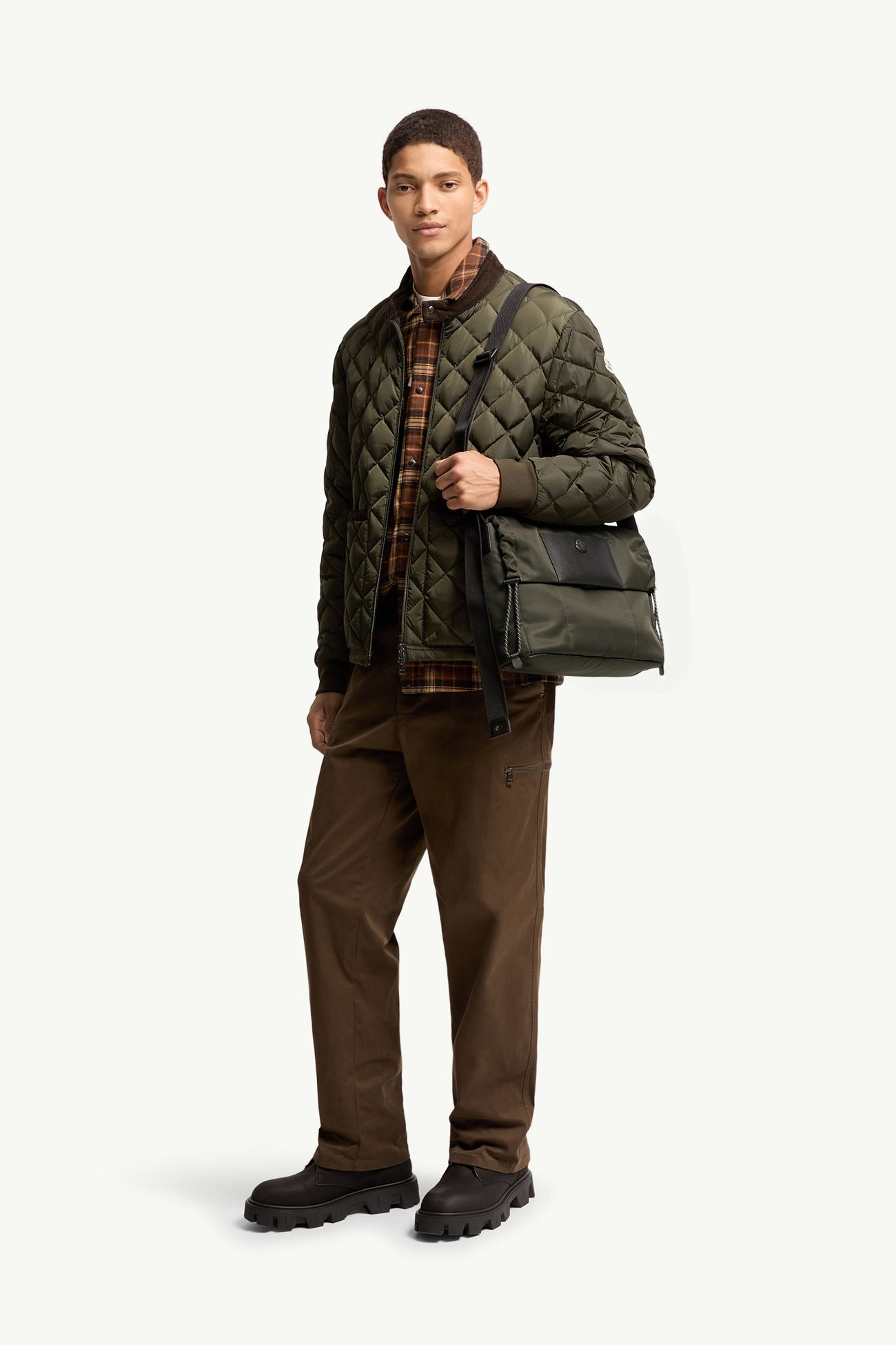 Kenton Drill Messenger Bag Men Olive Green Moncler 1