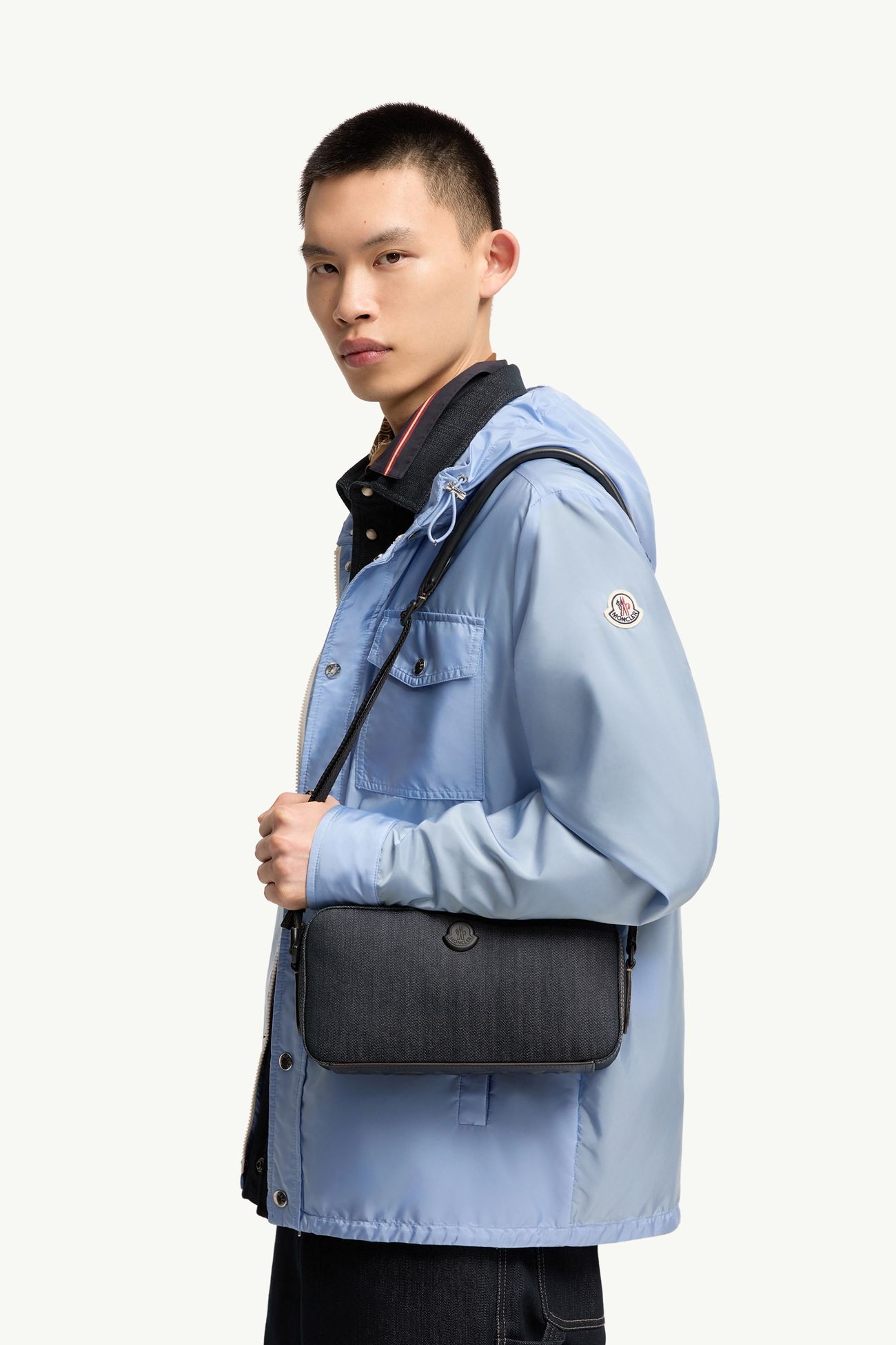Carlo Denim Crossbody Bag Men Dark Blue Moncler 1