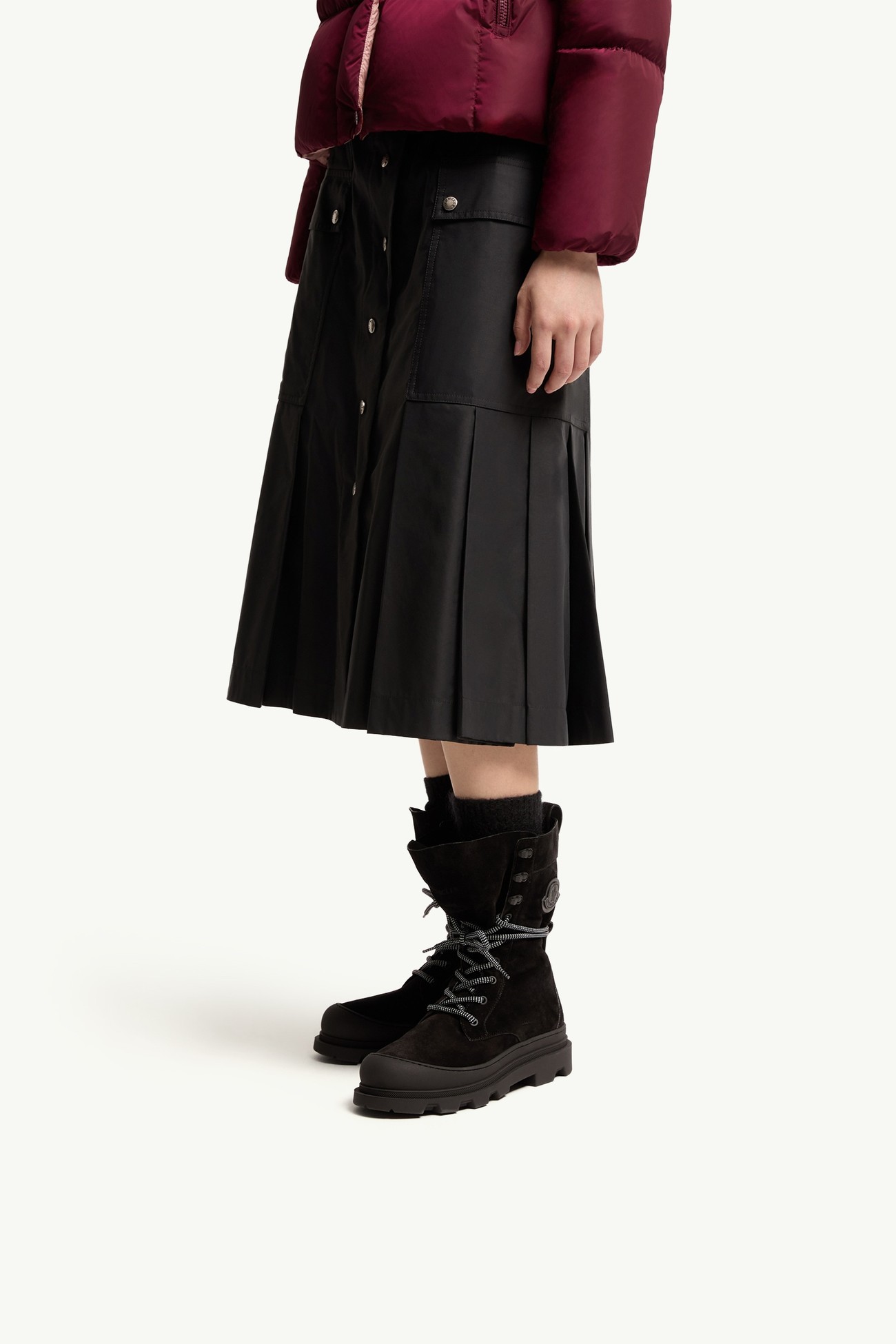 Vera High Suede Lace-Up Boots Women Black Moncler 1