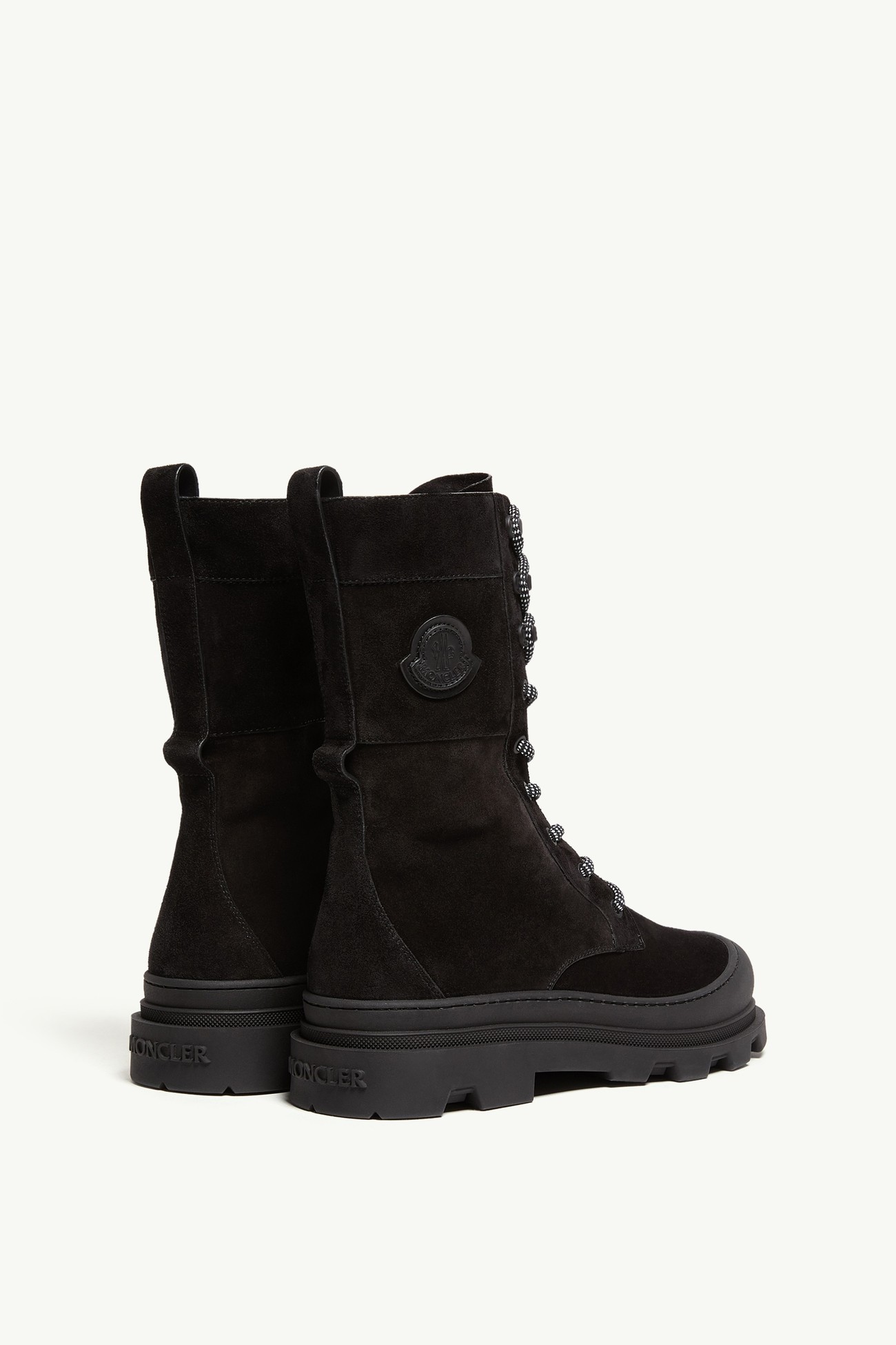 Vera High Suede Lace-Up Boots Women Black Moncler 4
