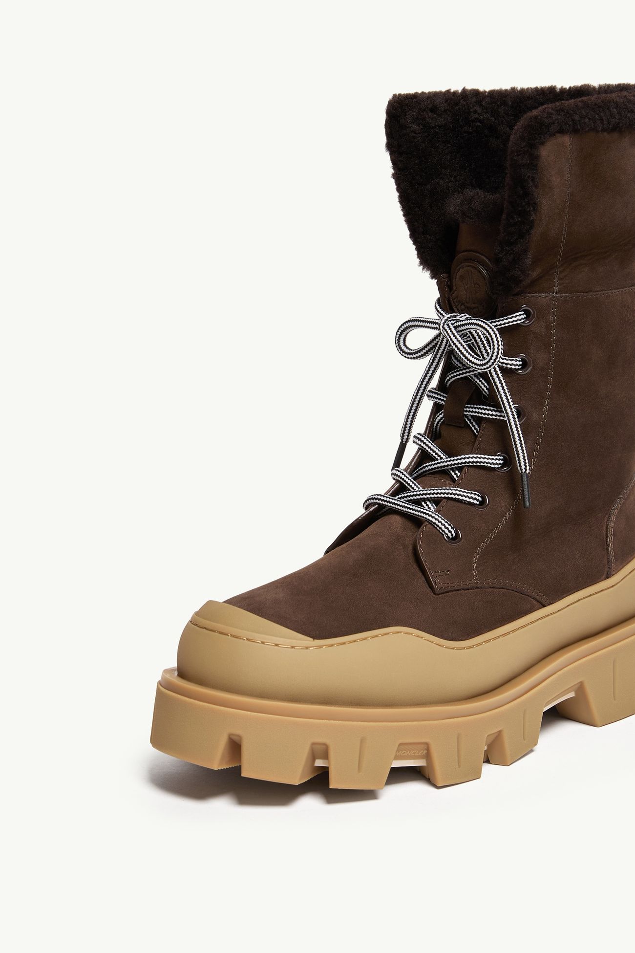 Peak Snowcap Nubuck & Shearling Boots Women Brown Moncler 6