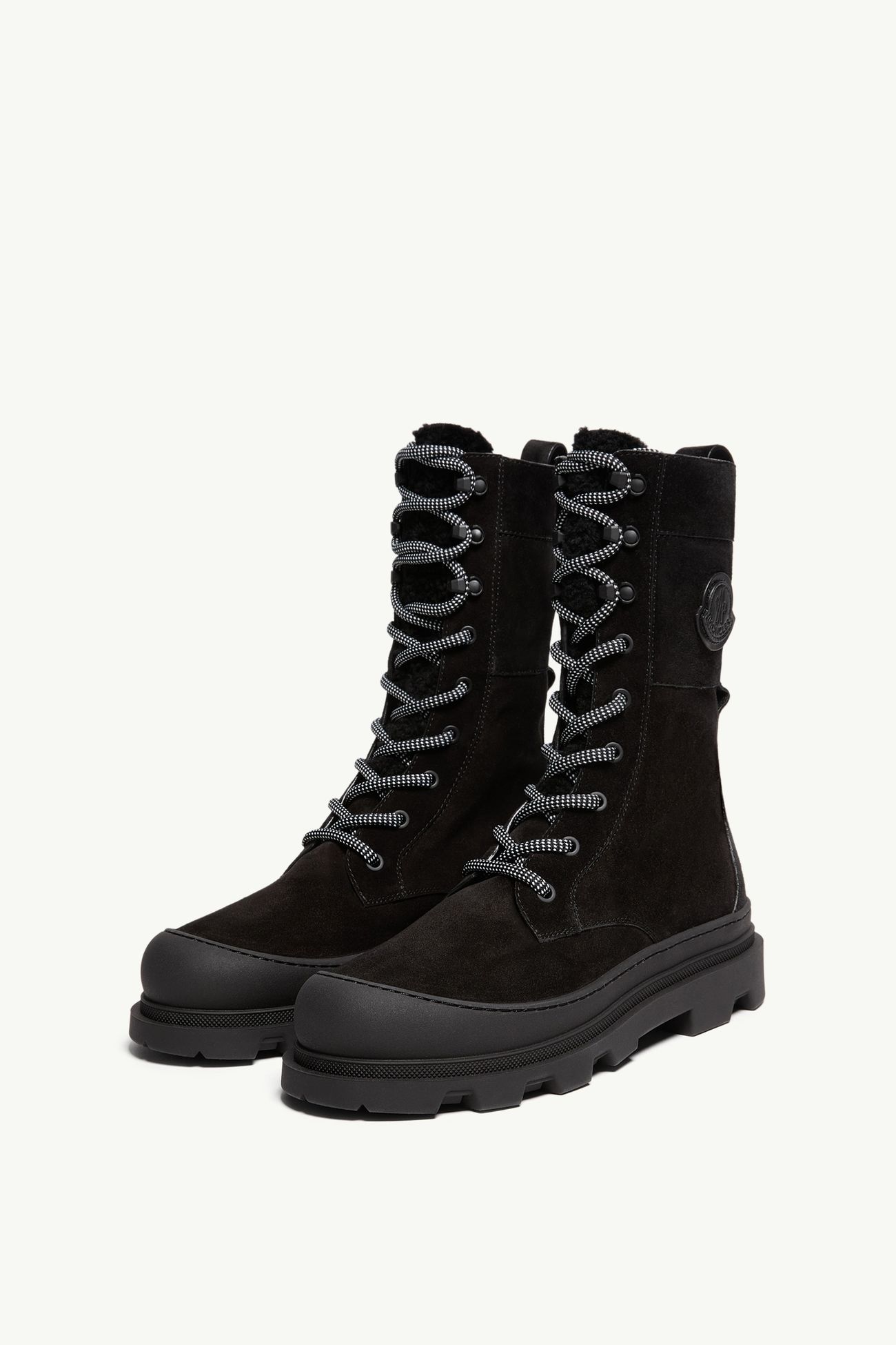 Bottes en daim et shearling à lacets Vera High Femmes Noir Moncler 3