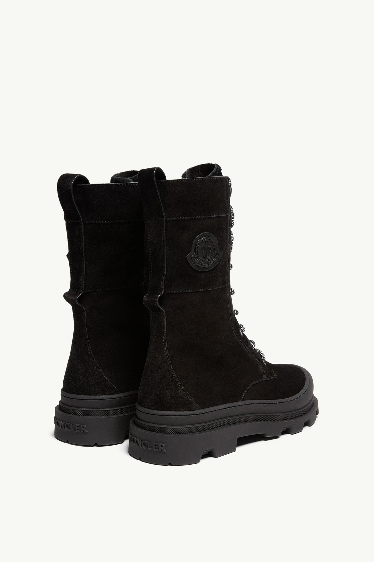 Vera High Suede & Shearling Lace-Up Boots Women Black Moncler 4
