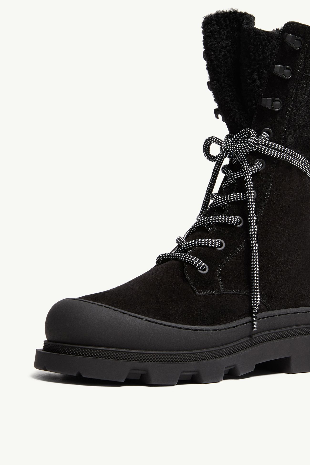 Bottes en daim et shearling à lacets Vera High Femmes Noir Moncler 6