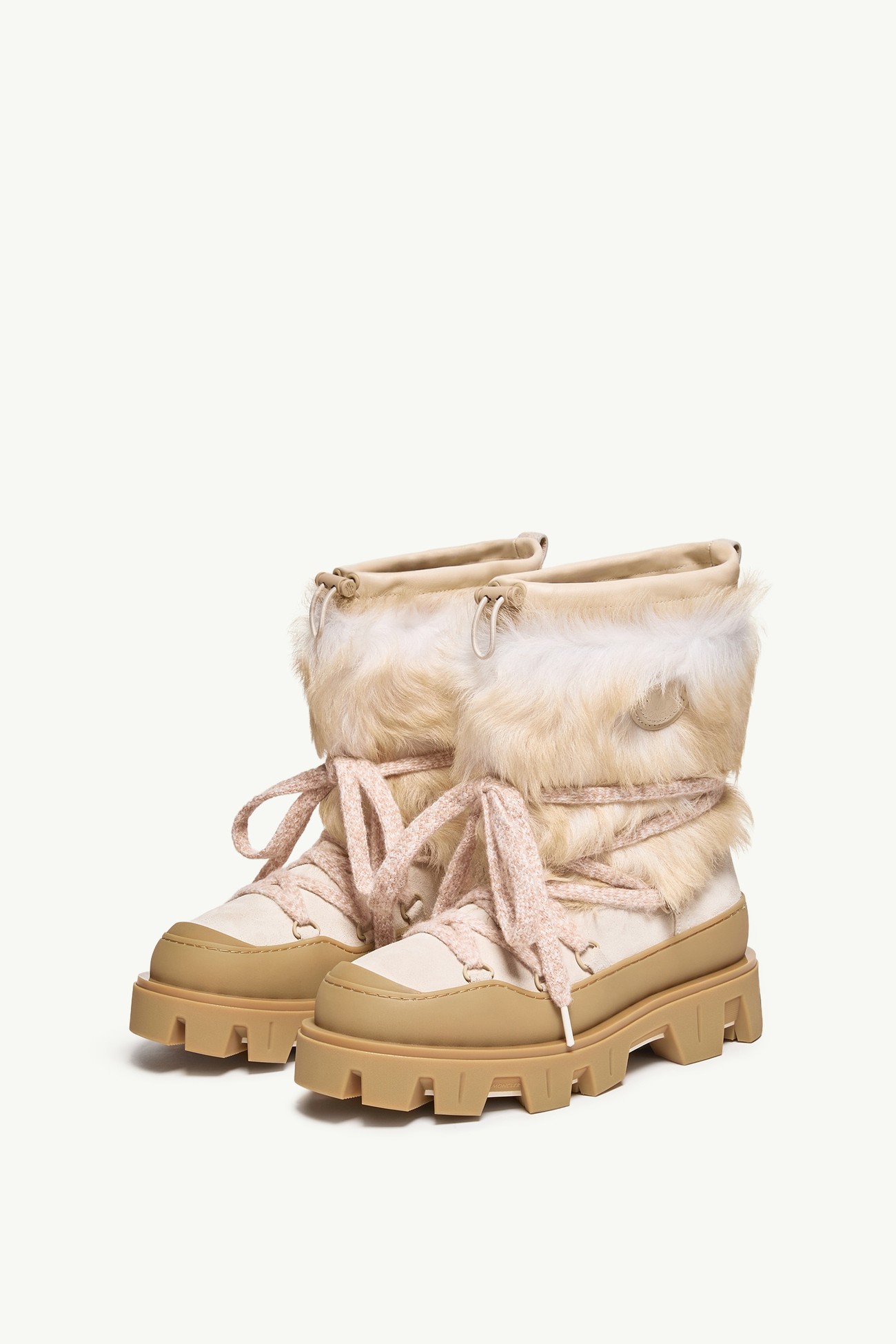 Peak Après Shearling & Suede Boots Women White Ivory Moncler 3
