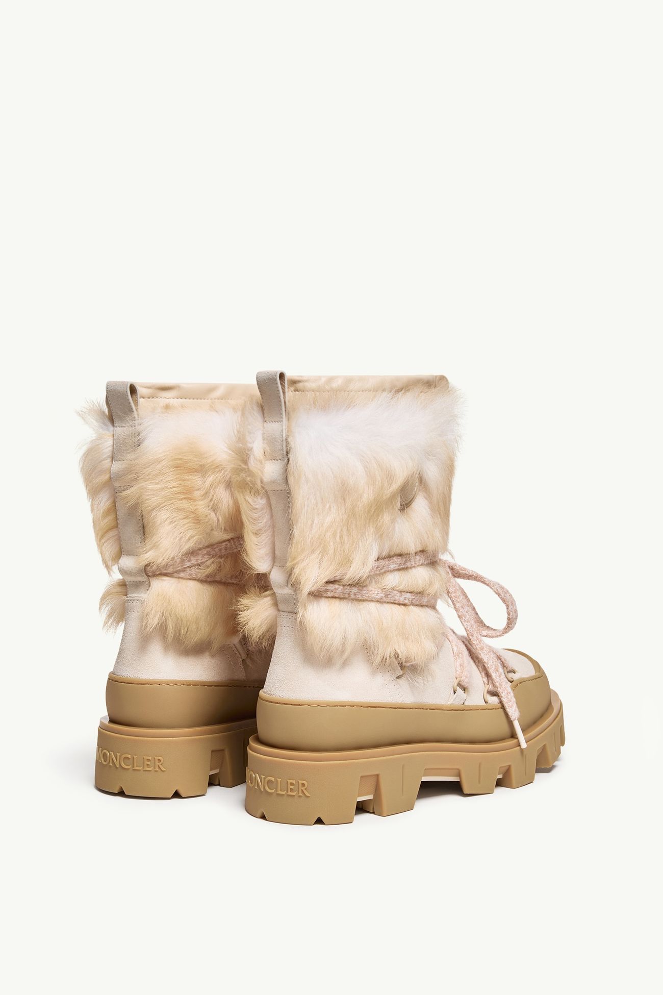 Peak Après Stiefel aus Shearling und Wildleder Damen Weiß-Elfenbein Moncler 4