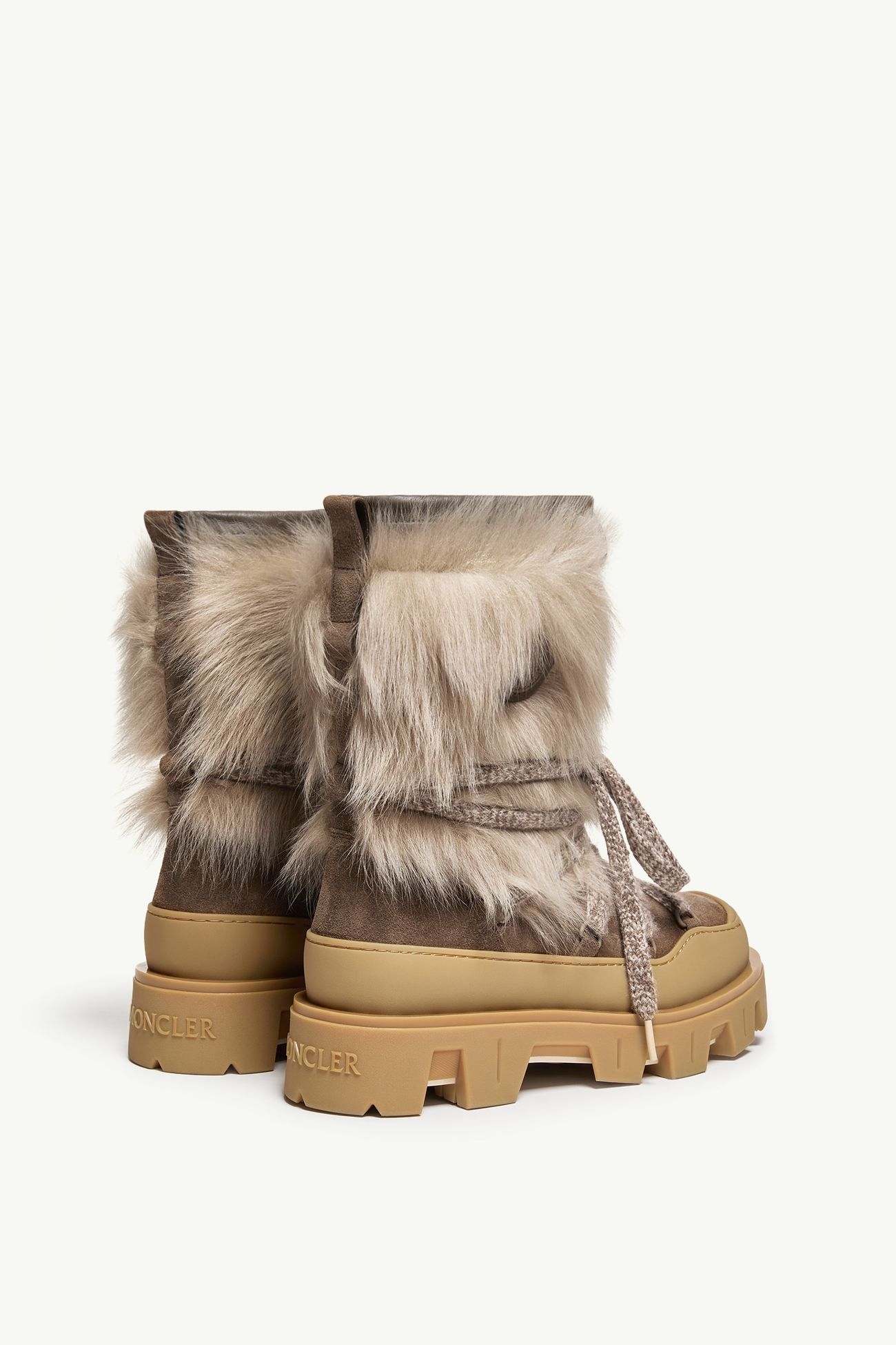 Peak Après Shearling & Suede Boots Women Olive Green Moncler 4