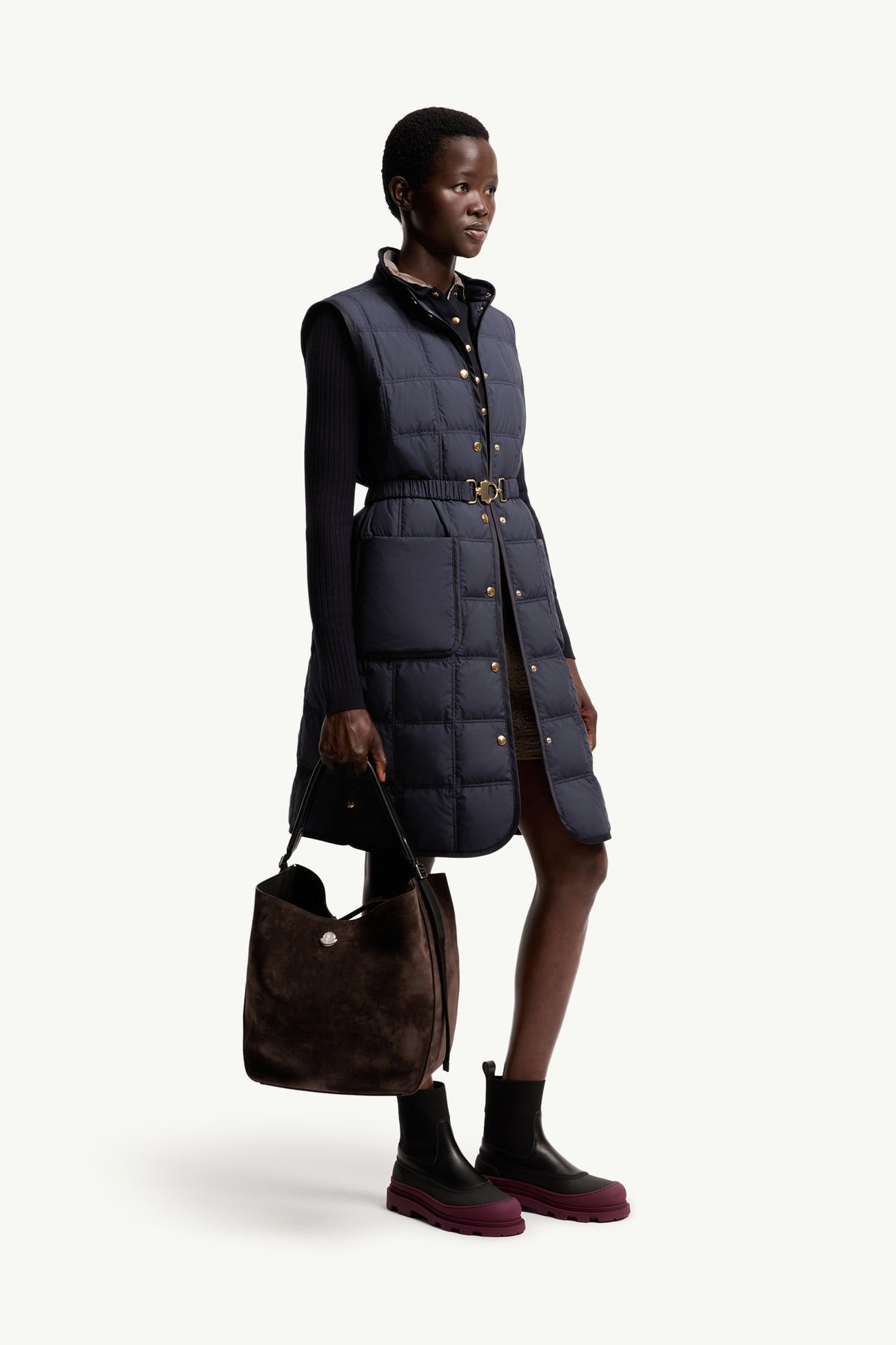 Bolso de hombro de ante Carlo Mujer Marrón Oscuro Moncler 1
