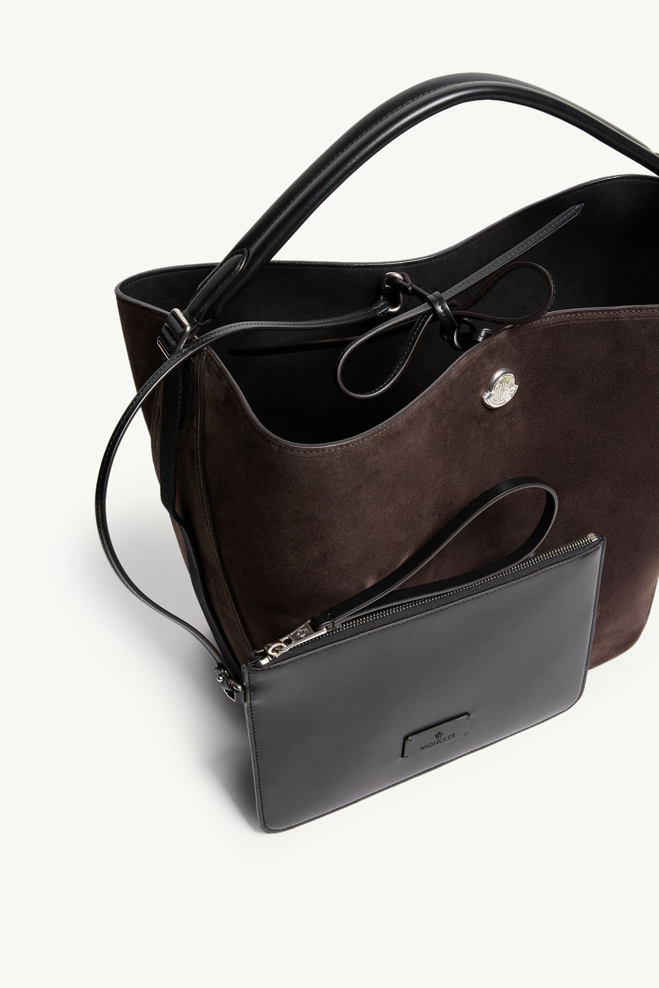 Carlo Suede Shoulder Bag Women Dark Brown Moncler 5