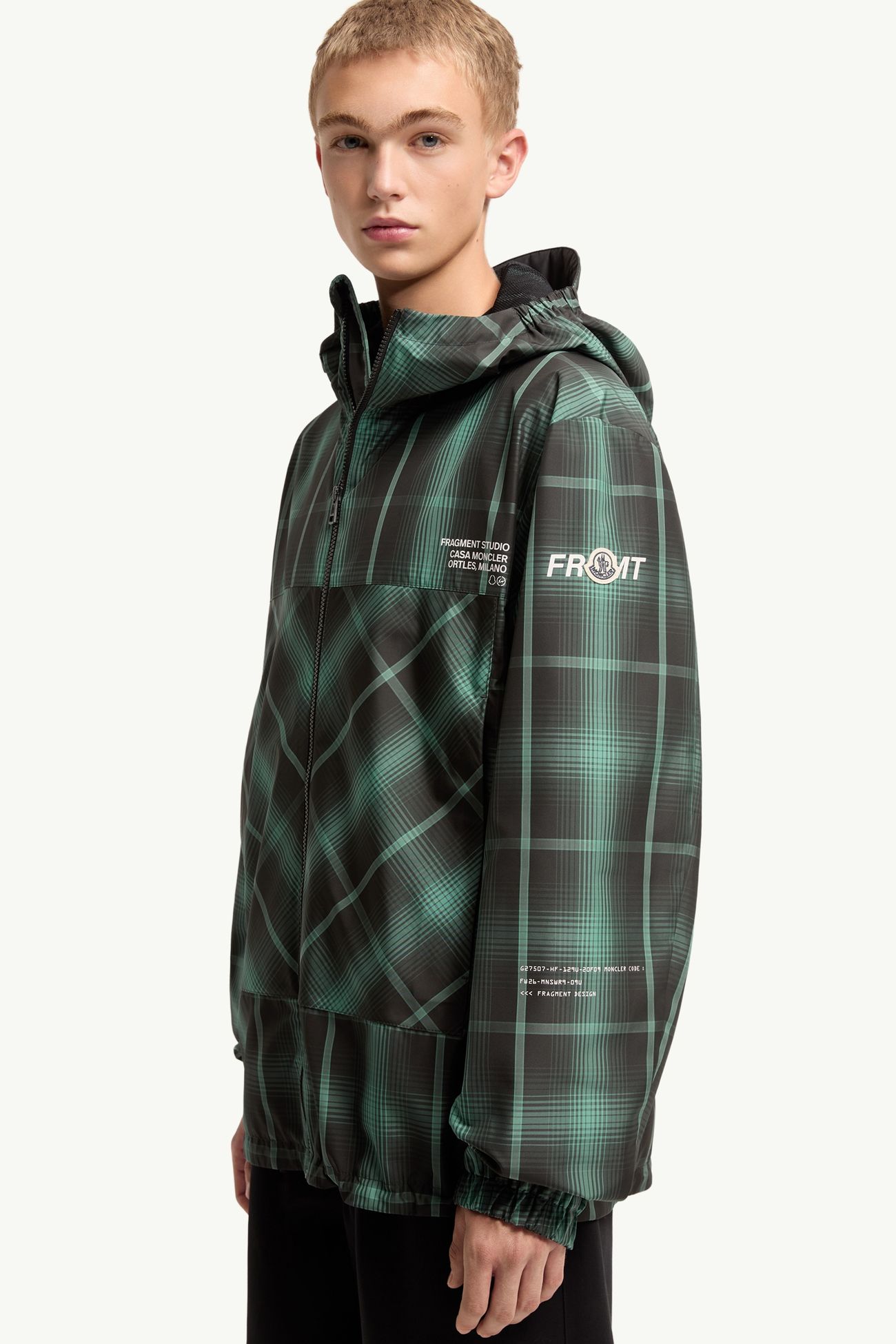 Moncler x Fragment Jitsuyō 후드 윈드브레이커 남성 블랙 & 그린 Moncler 5