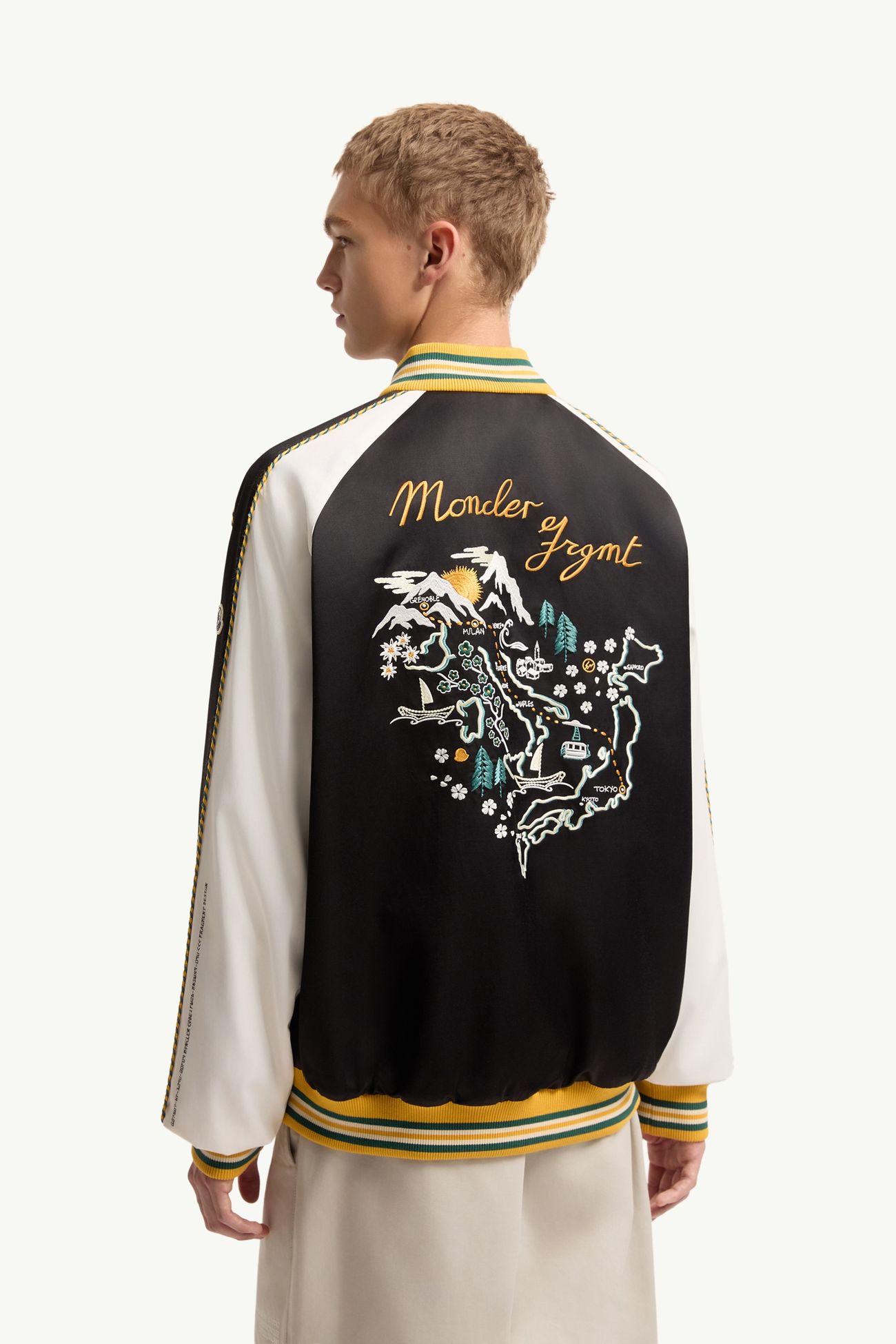 Moncler x Fragment Yūgō Embroidered Reversible Souvenir Jacket Men Black & White Moncler 4