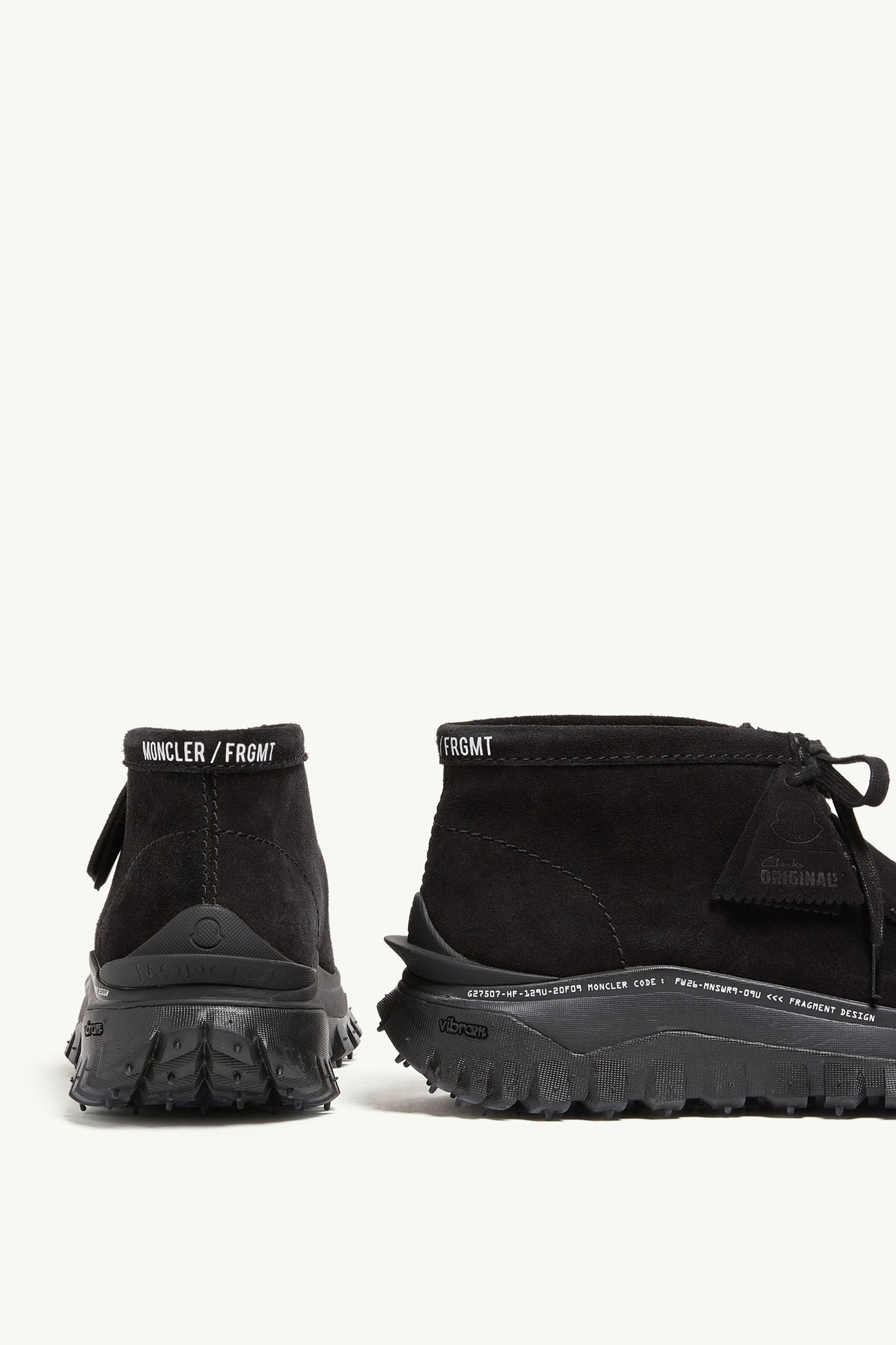 Stivali in pelle scamosciata Moncler + Clarks Originals + Fragment Trailgrip Wallabee GTX Uomo Nero Moncler 7