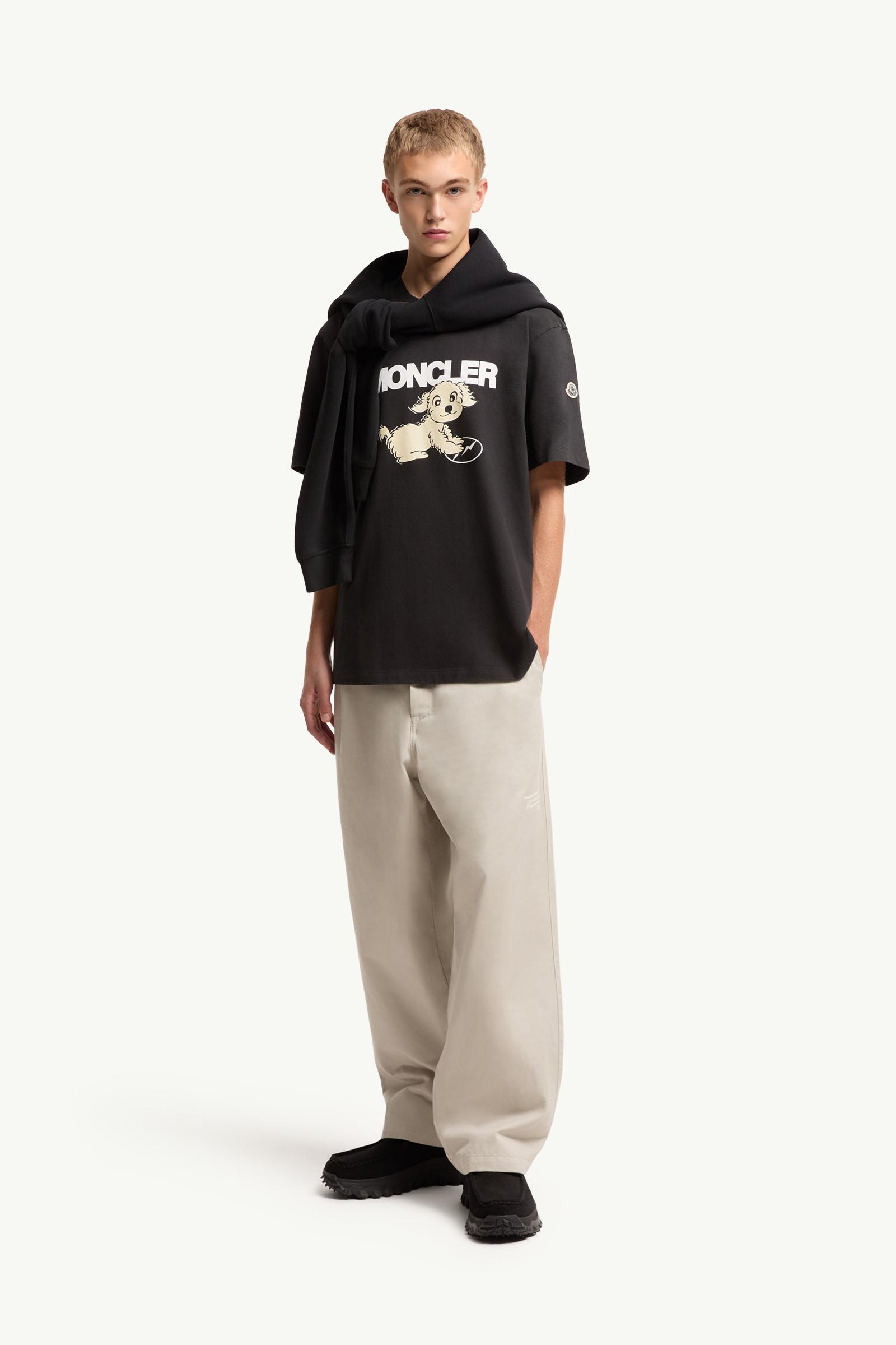 MONCLER Tシャツ/9-12 Black Moncler x Fragment Dog Print Cotton T-Shirt - Moncler x