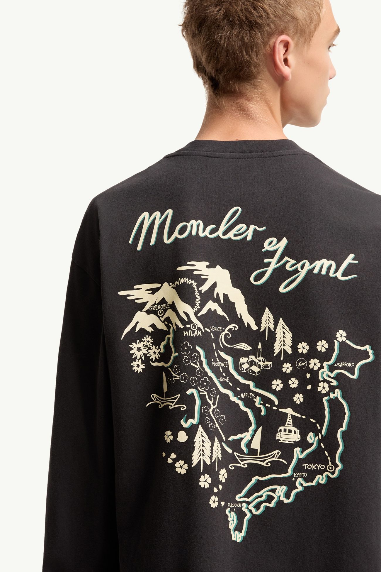 Moncler x Fragment Long Sleeve T-Shirt Men Black Moncler 6