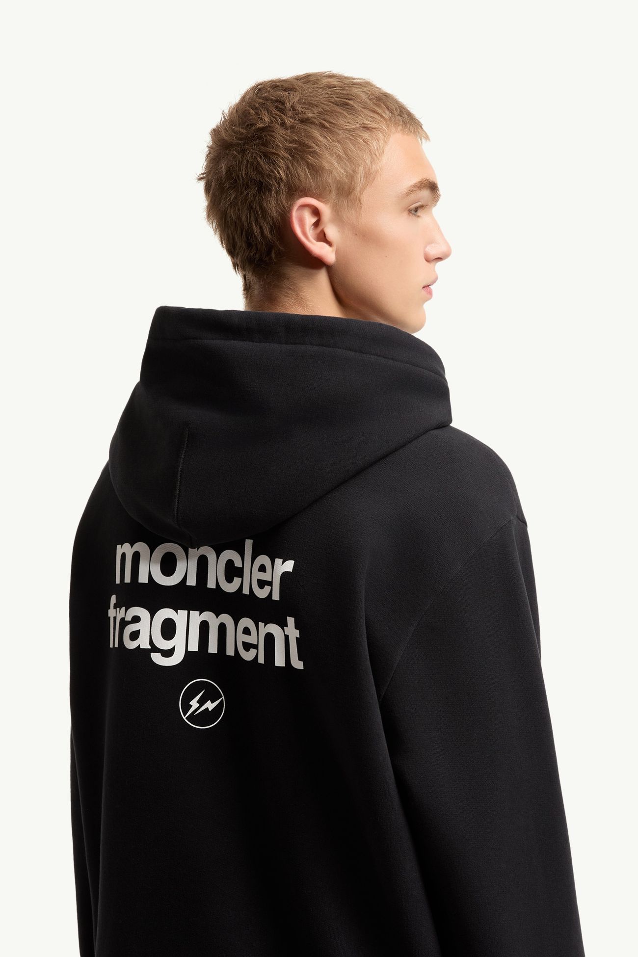Sweat à capuche en coton à logo Moncler x Fragment Hommes Noir Moncler 5