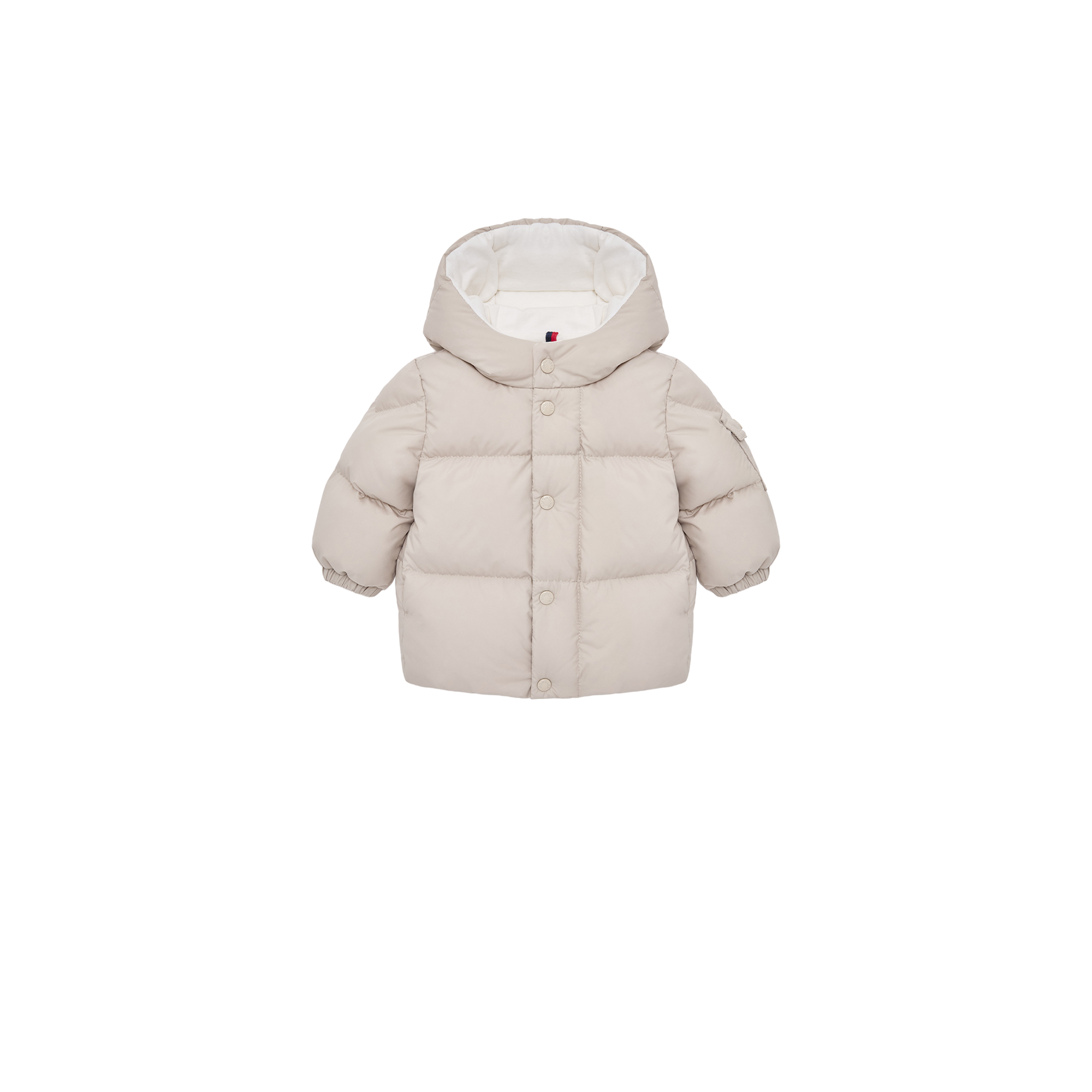 Moncler  Jareth Hooded Short Down Jacket for Children in Beige, Size: 18/24M
