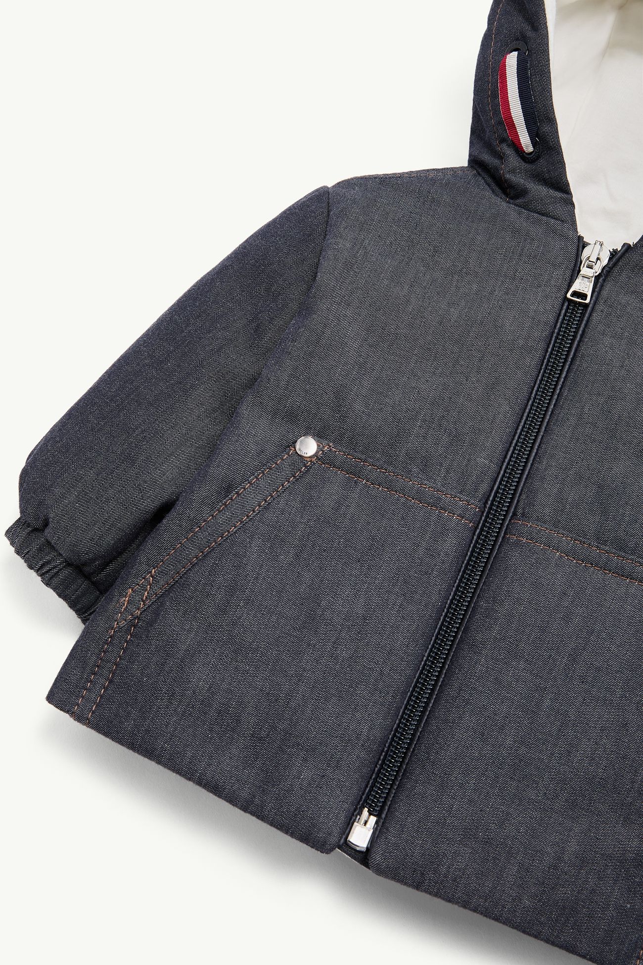 Alaric Denim Hooded Down Jacket Boy Dark Blue Moncler 3