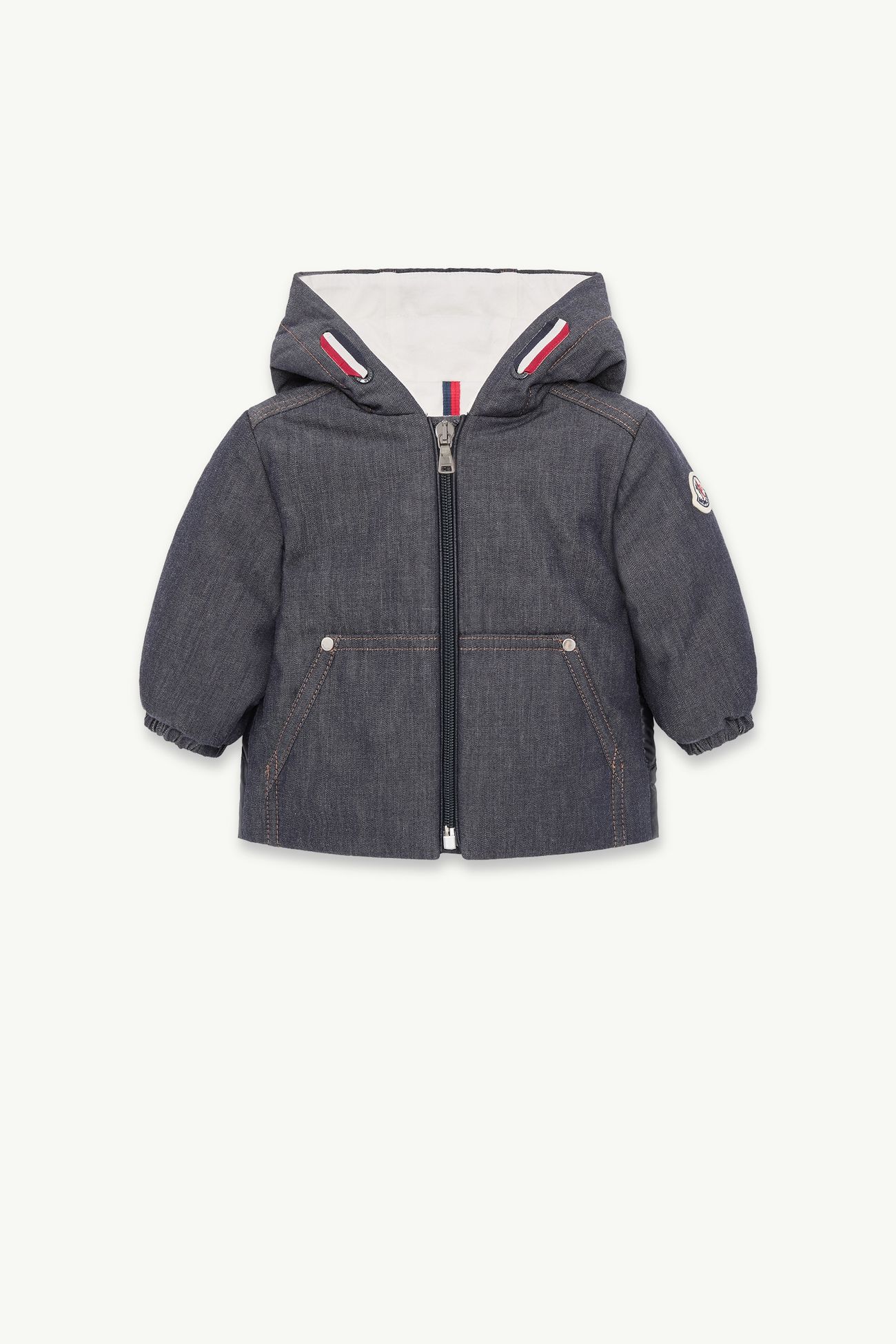 Plumífero con capucha de tejido vaquero Alaric Niño Azul oscuro Moncler 0