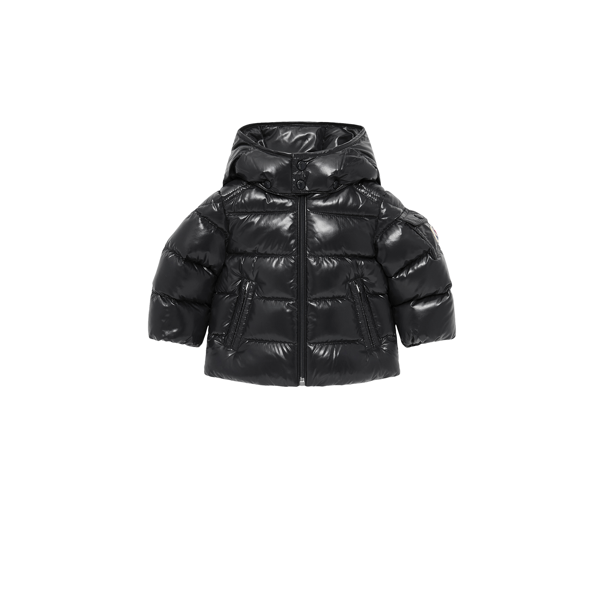 Moncler  Maya Hooded Short Down Jacket for Children in Black, Size: 9/12M