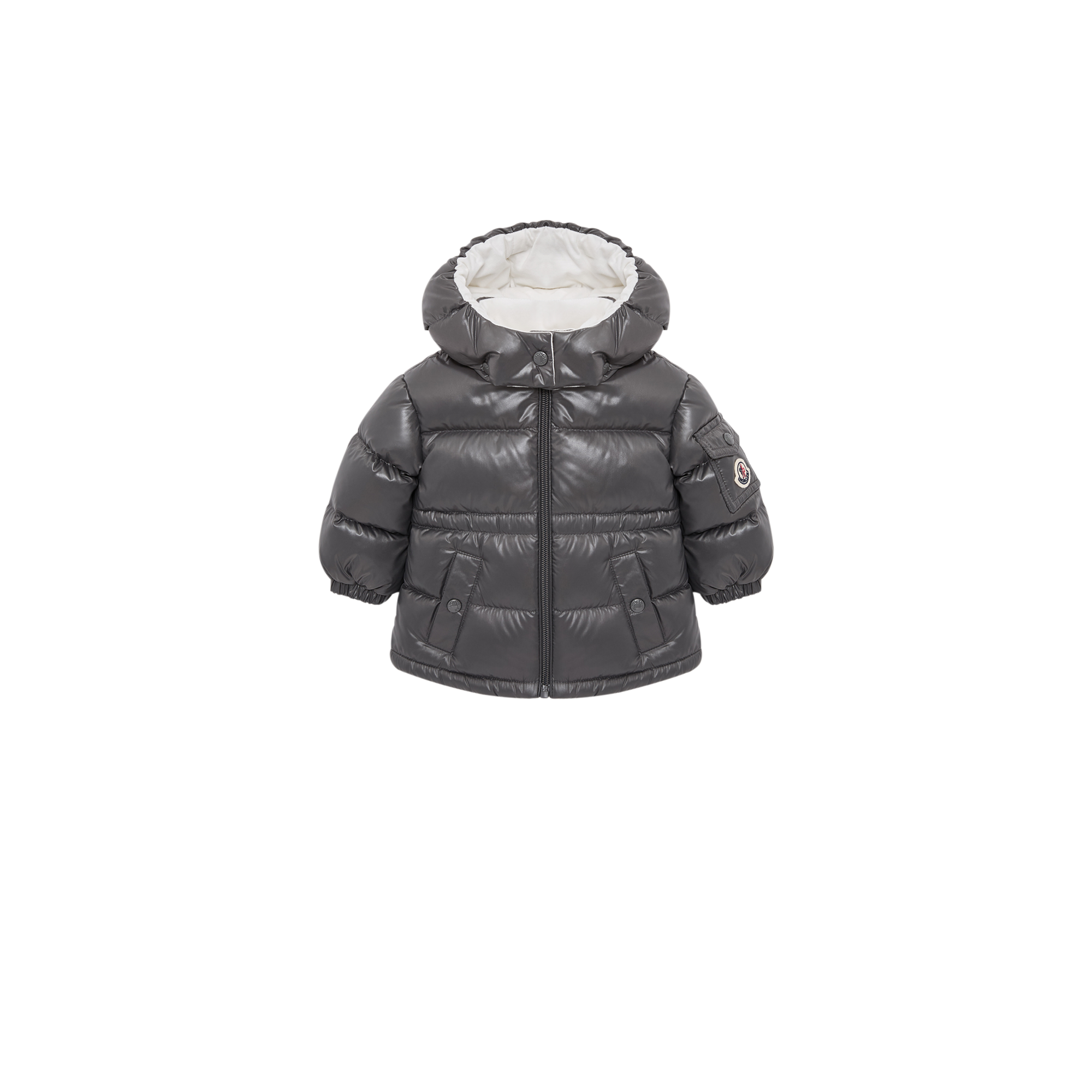 Moncler  Maire Hooded Down Jacket for Girls in Gray, Size: 3Y