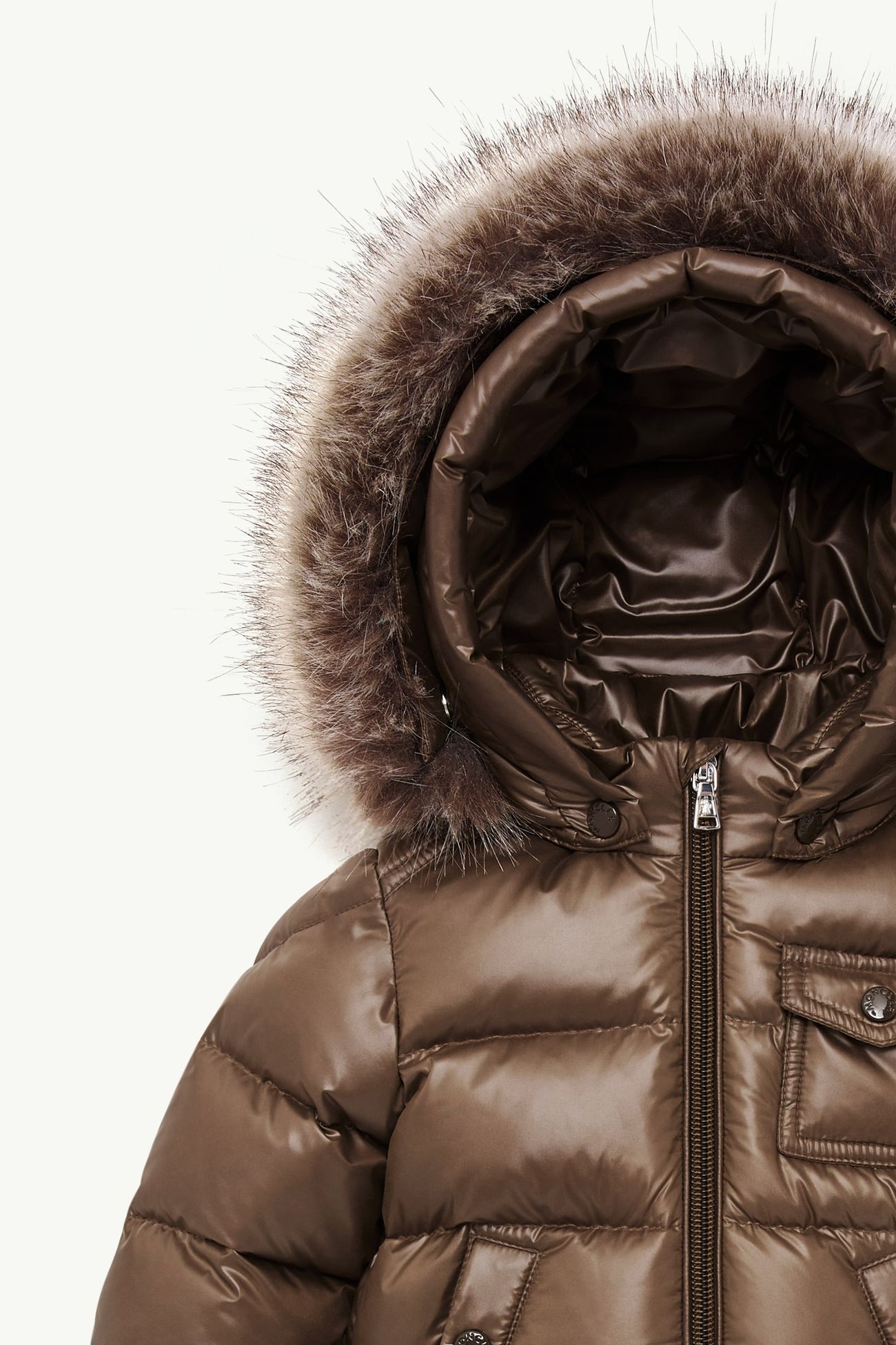 K2男童连帽合成材料饰边羽绒夹克外套 中性 棕色 Moncler 1