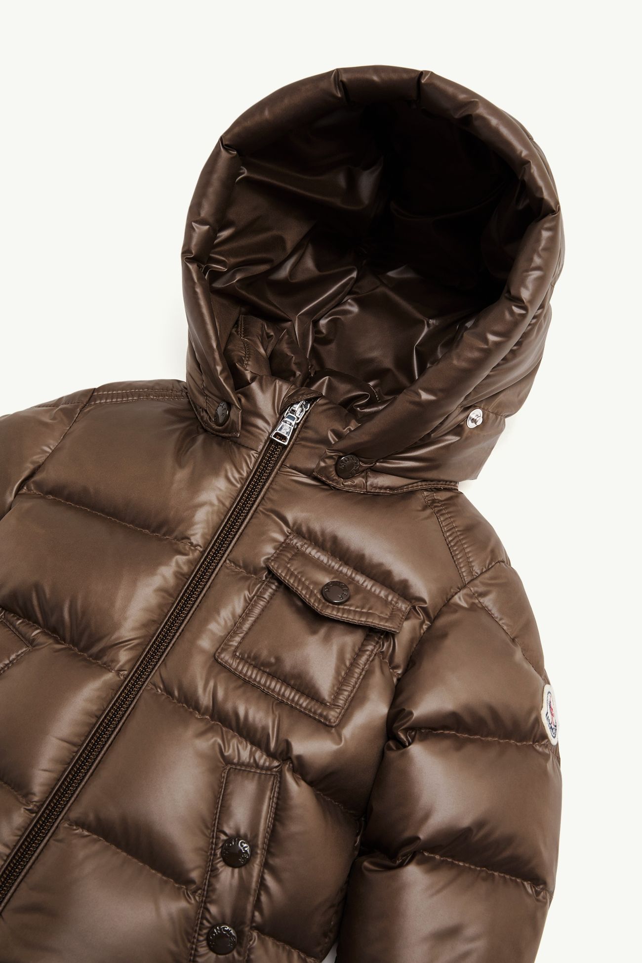 K2 Daunenjacke mit Kapuze und Kunstfellbesatz Genderneutral Braun Moncler 3