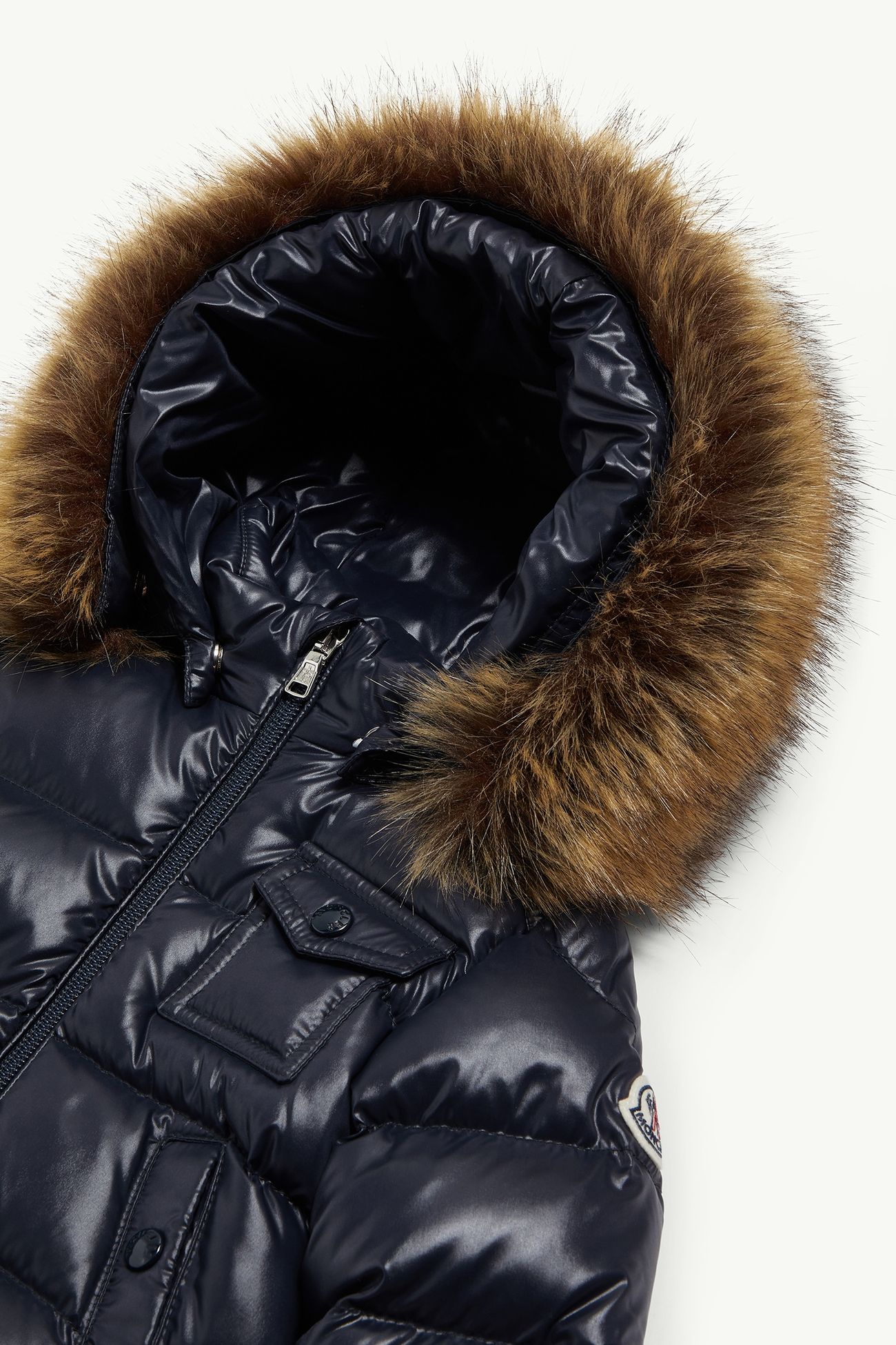 K2男童连帽合成材料饰边羽绒夹克外套 中性 海军蓝色 Moncler 1
