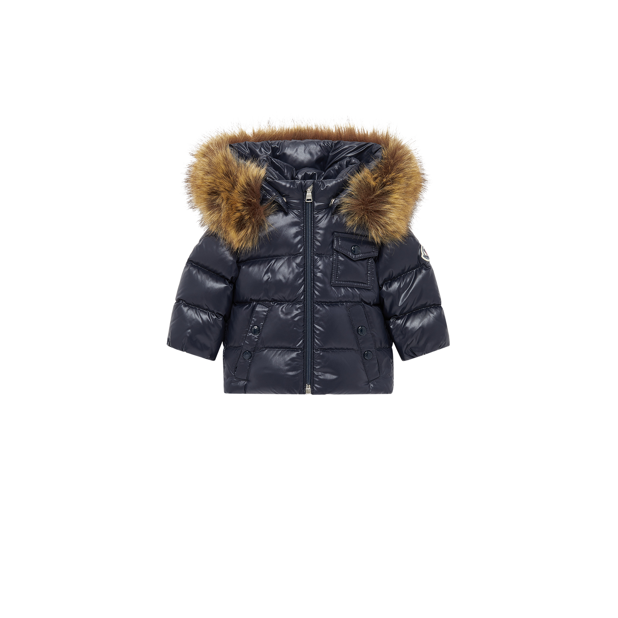 Moncler  K2 Hooded Synthetic Material-Trimmed Down Jacket for Children in Blue, Size: 12/18M
