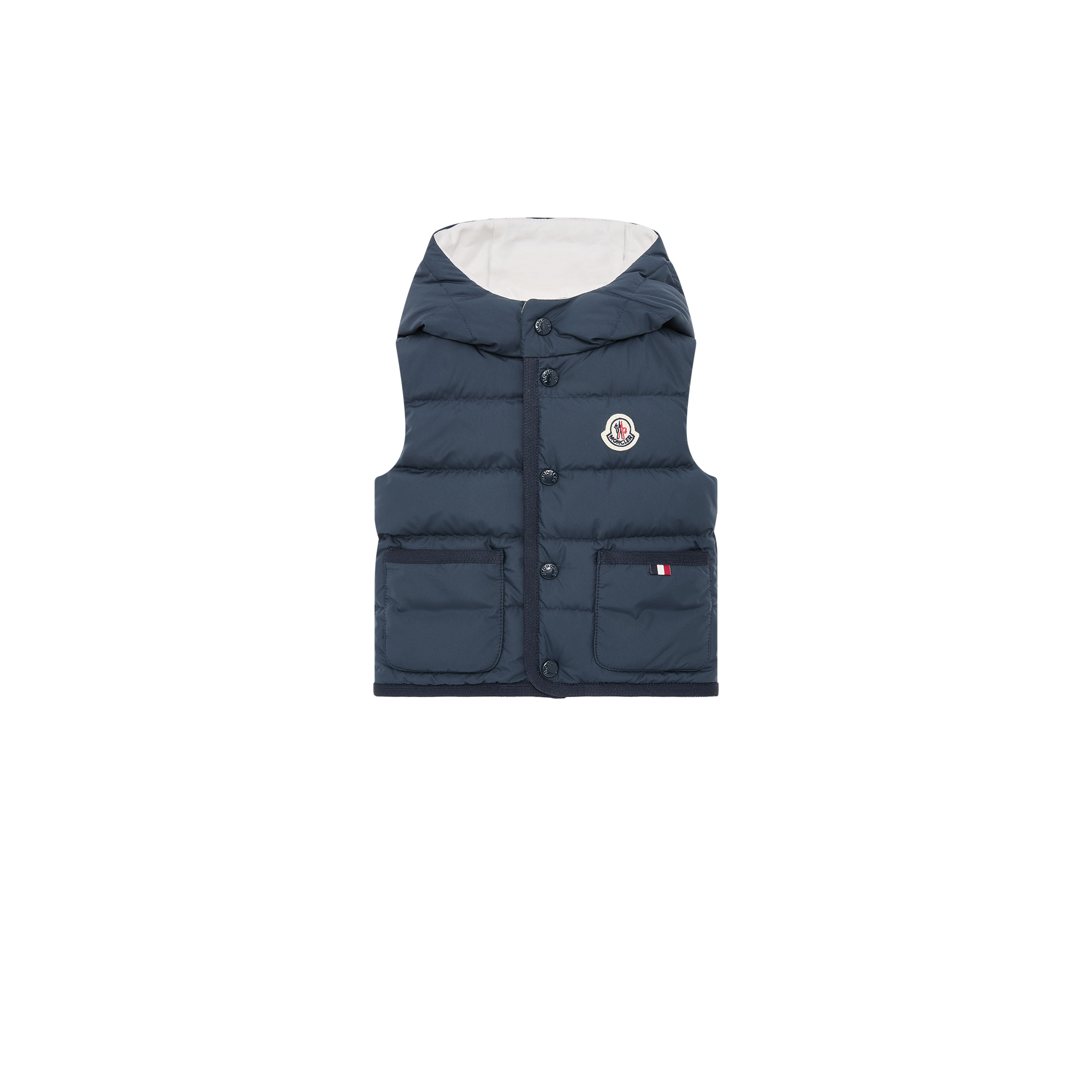 Moncler  Pax Hooded Down Gilet for Boys in Blue, Size: 3Y