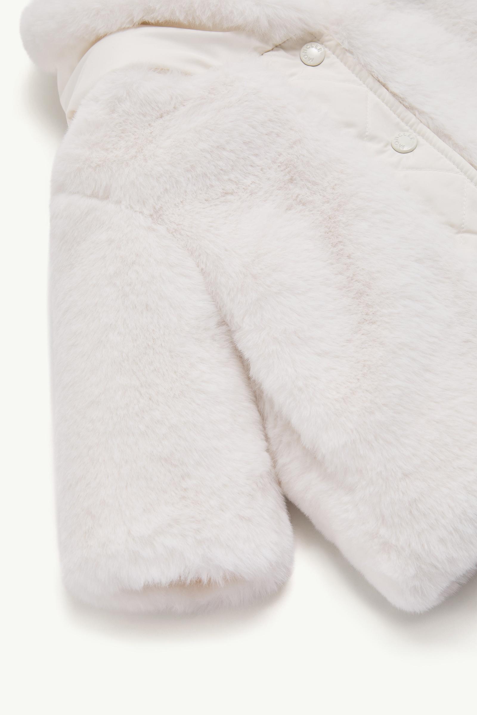 White Viona Hooded Faux Fur Padded Jacket - Outerwear for Children