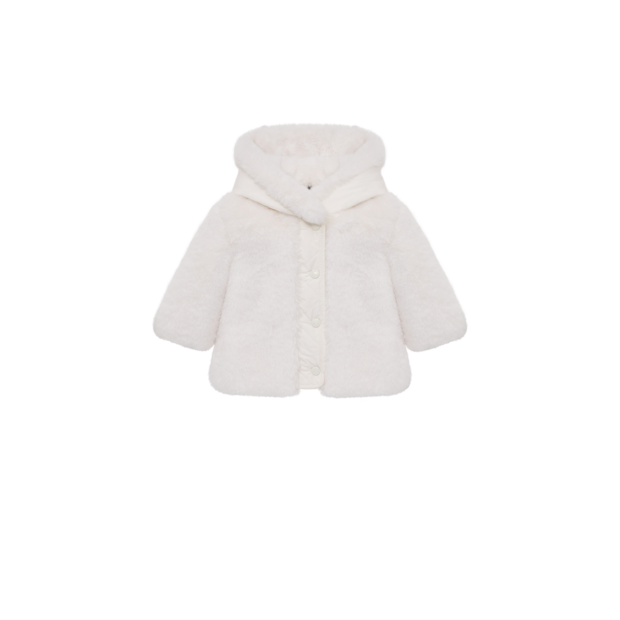 Moncler  Viona Hooded Synthetic Material Padded Jacket for Girls in White, Size: 9/12M