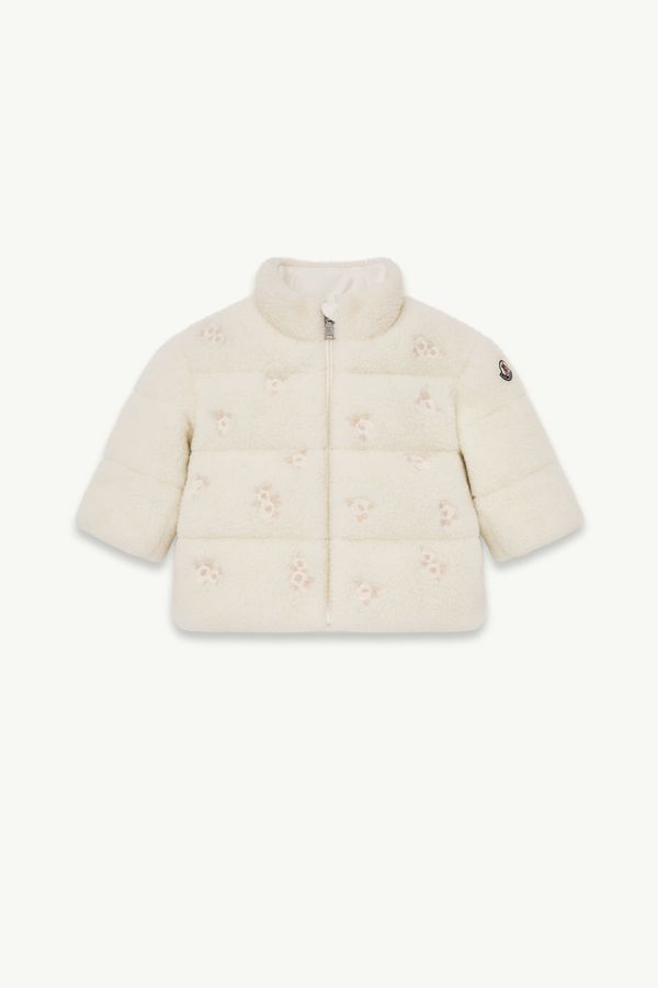 Chaqueta acolchada efecto peluche con bordado Chiara Niña Blanco Marfil Moncler 0
