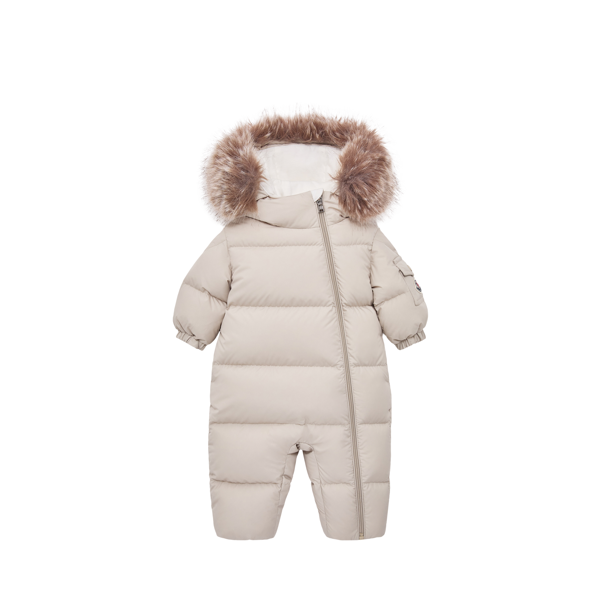 Moncler  Yorick Hooded Down Snowsuit for Children in Beige, Size: 9/12M