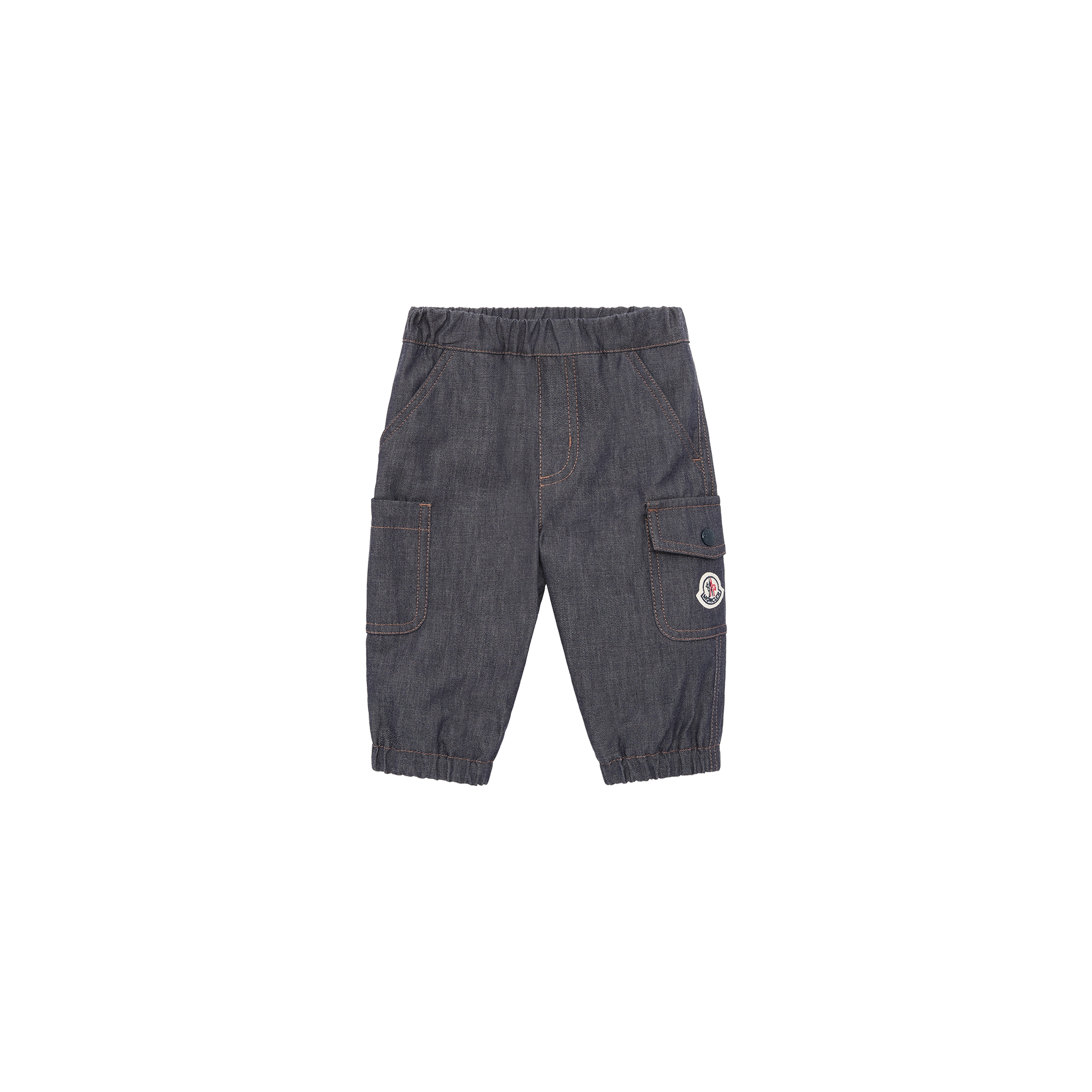 Moncler  Logo Denim Trousers for Boys in Blue, Size: 18/24M